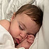 baby, bed, blanket, child, closeup, comfort, cozy, cute, eyelashes, face, hand, head, infant, peaceful, portrait, rest, skin, sleeping, soft, white