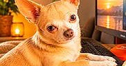 Urko a rejoint le concours — aidez-le/la à gagner de superbes lots ! animal, chihuahua, closeup, computer, cozy, cute, desk, dog, furniture, home_office, indoor, keyboard, looking_at_camera, monitor, pet, plant, relaxing, small_dog, technology, warm_lighting