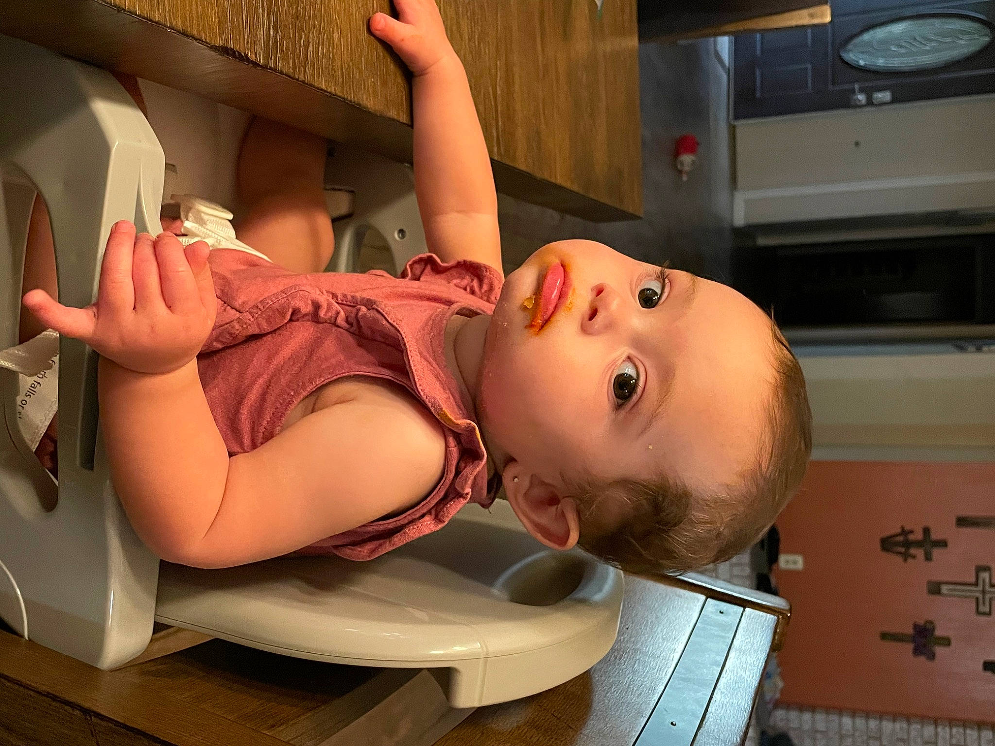 Jaylee is registered to the contest to win money with this photo: abdomen, baby, chest, child, comfort, fun, hand, home_appliance, human_leg, joint, leg, mouth, muscle, person, shoulder, skin, table, thigh, toddler, trunk