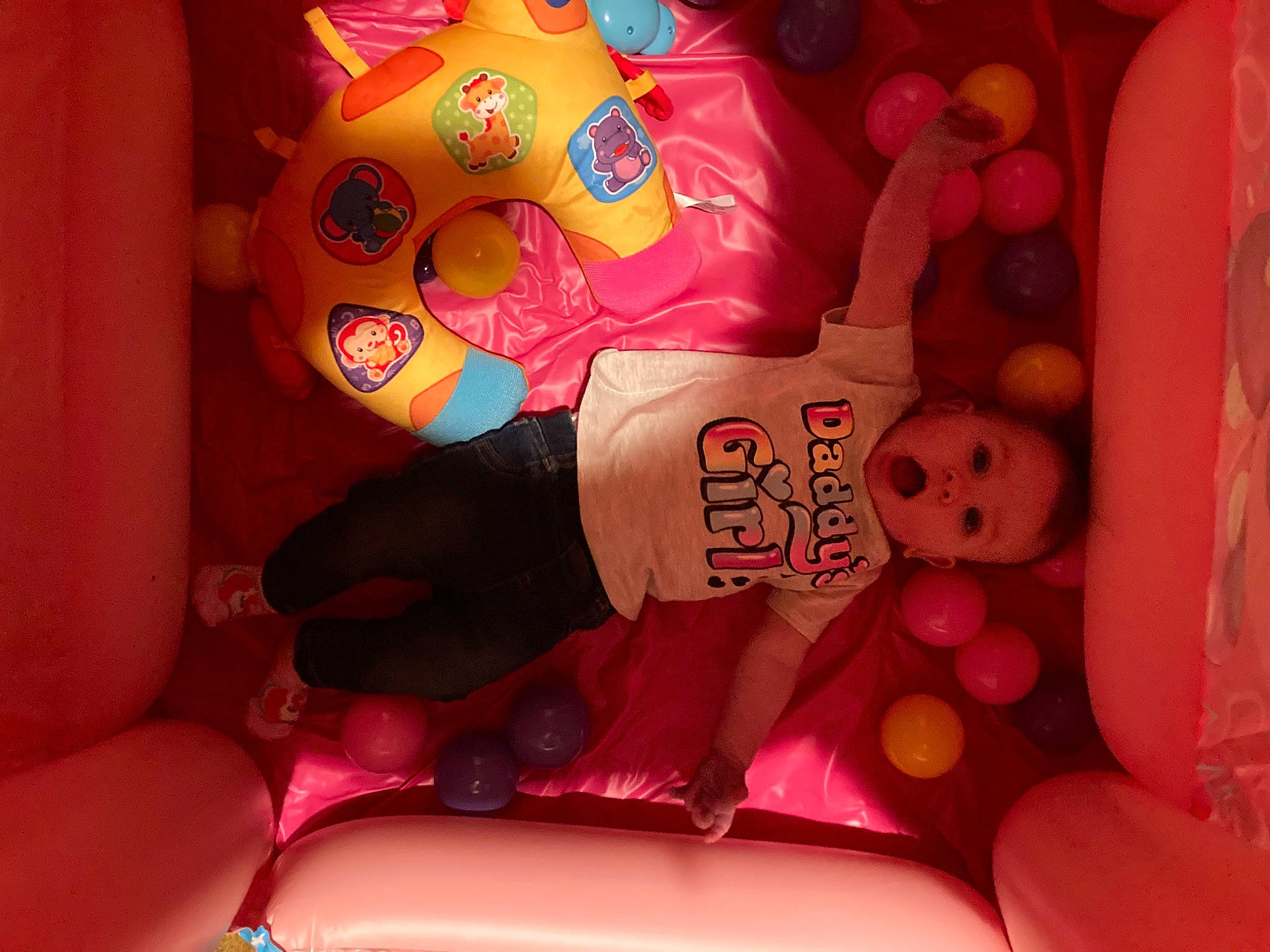 Kayla joined the competition — help win amazing prizes! baby_products, baby_toys, carmine, child, comfort, couch, event, fun, inflatable, linens, magenta, orange, person, pink, room, sofa_bed, stuffed_toy, surprise, sweetness, textile