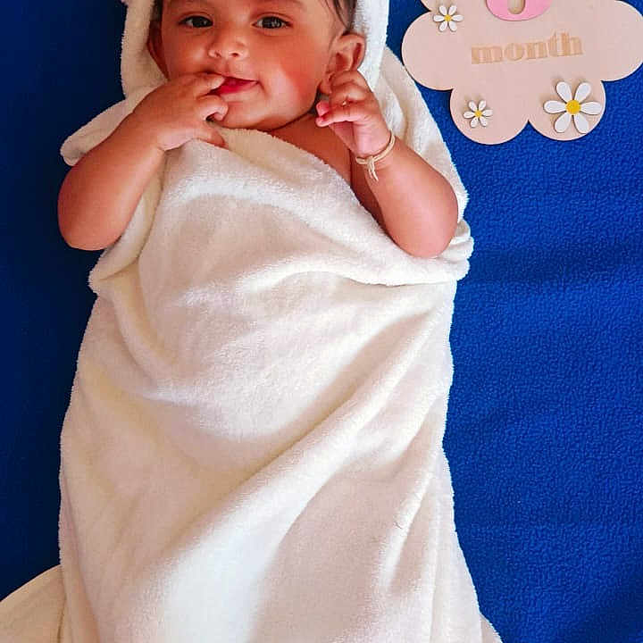 Ditvi joined the competition — help win amazing prizes! 3_month, baby, blue_blanket, child, cozy, cute, decor, face, flower, hand, happy, infant, lying_down, milestone, portrait, skin, smiling, soft, towel, wrapped