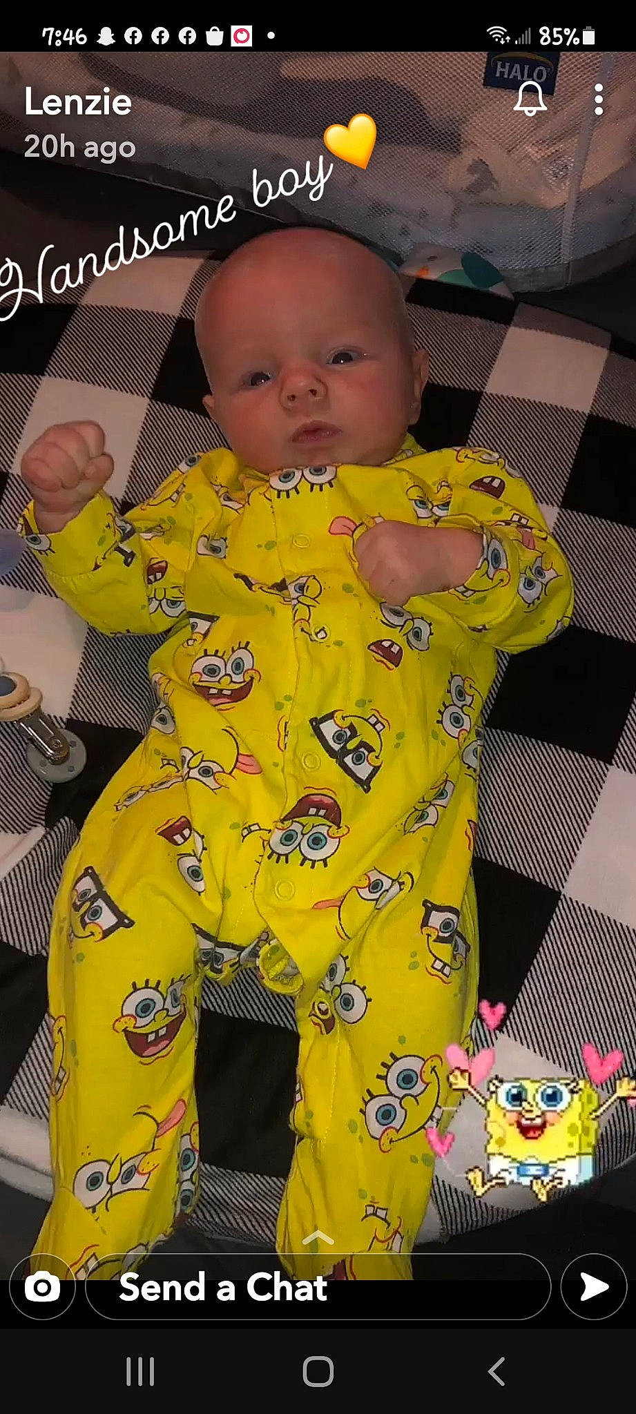 Graysen is registered to the contest to win money with this photo: baby, baby_products, baby_toddler_clothing, cheek, child, eye, fun, happy, head, nightwear, nose, pattern, person, pink, skin, sleeve, t_shirt, textile, toddler, white