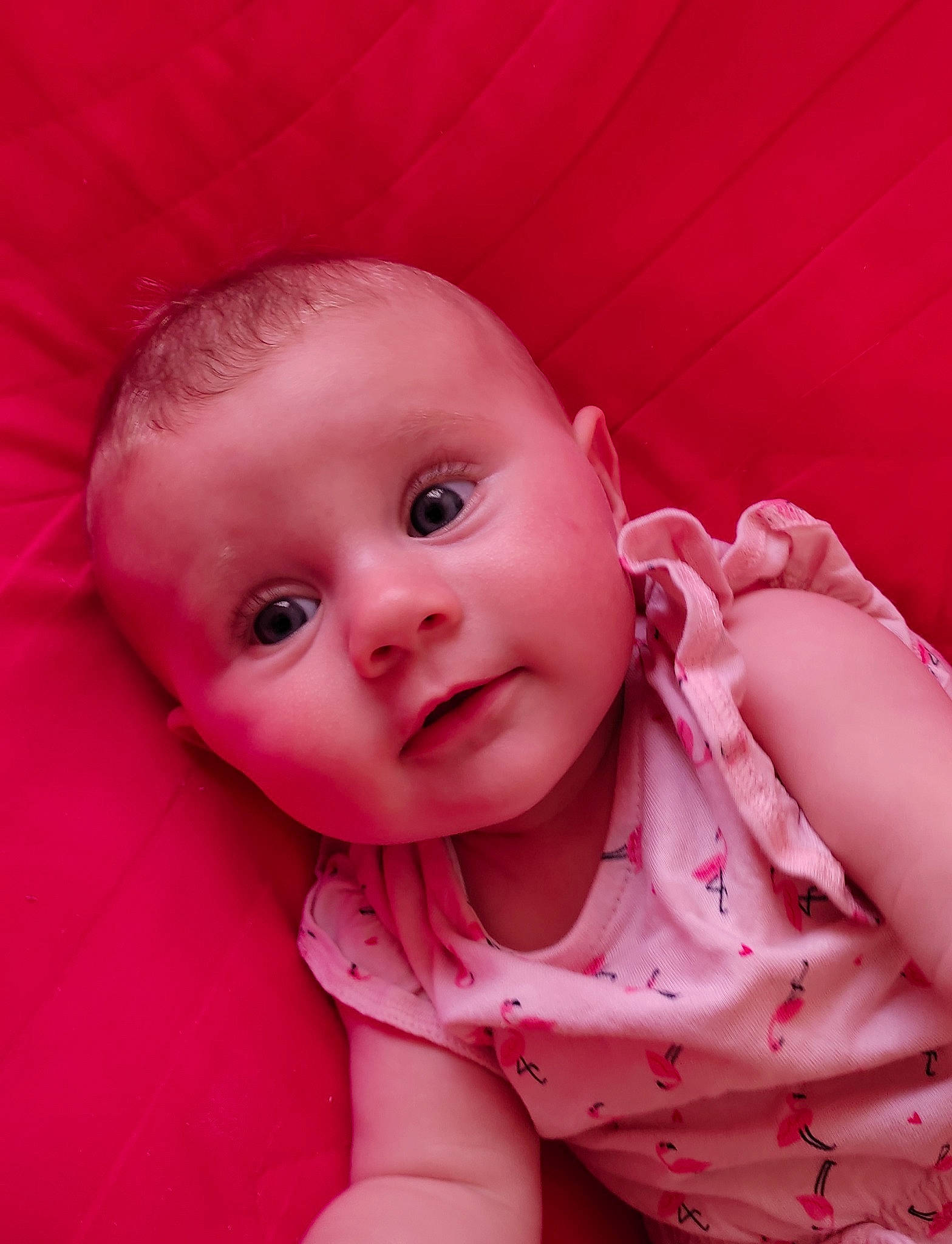 Astrid participe au concours pour gagner de l'argent avec cette photo : baby, baby_toddler_clothing, cheek, child, close_up, comfort, dress, eye, happy, human_body, iris, lip, magenta, mouth, nose, person, pink, skin, sleeve, smile