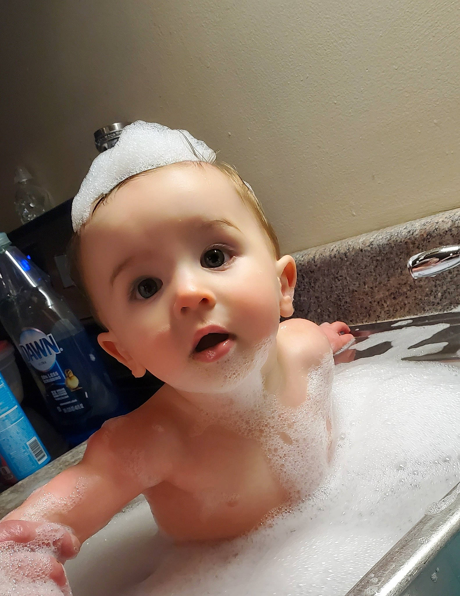 Ara joined the competition — help win amazing prizes! baby, baby_bathing, bathing, bathroom, bathtub, cheek, ear, eyebrow, eyelash, face, fluid, hand, head, human_body, iris, jaw, lip, person, plumbing_fixture, skin