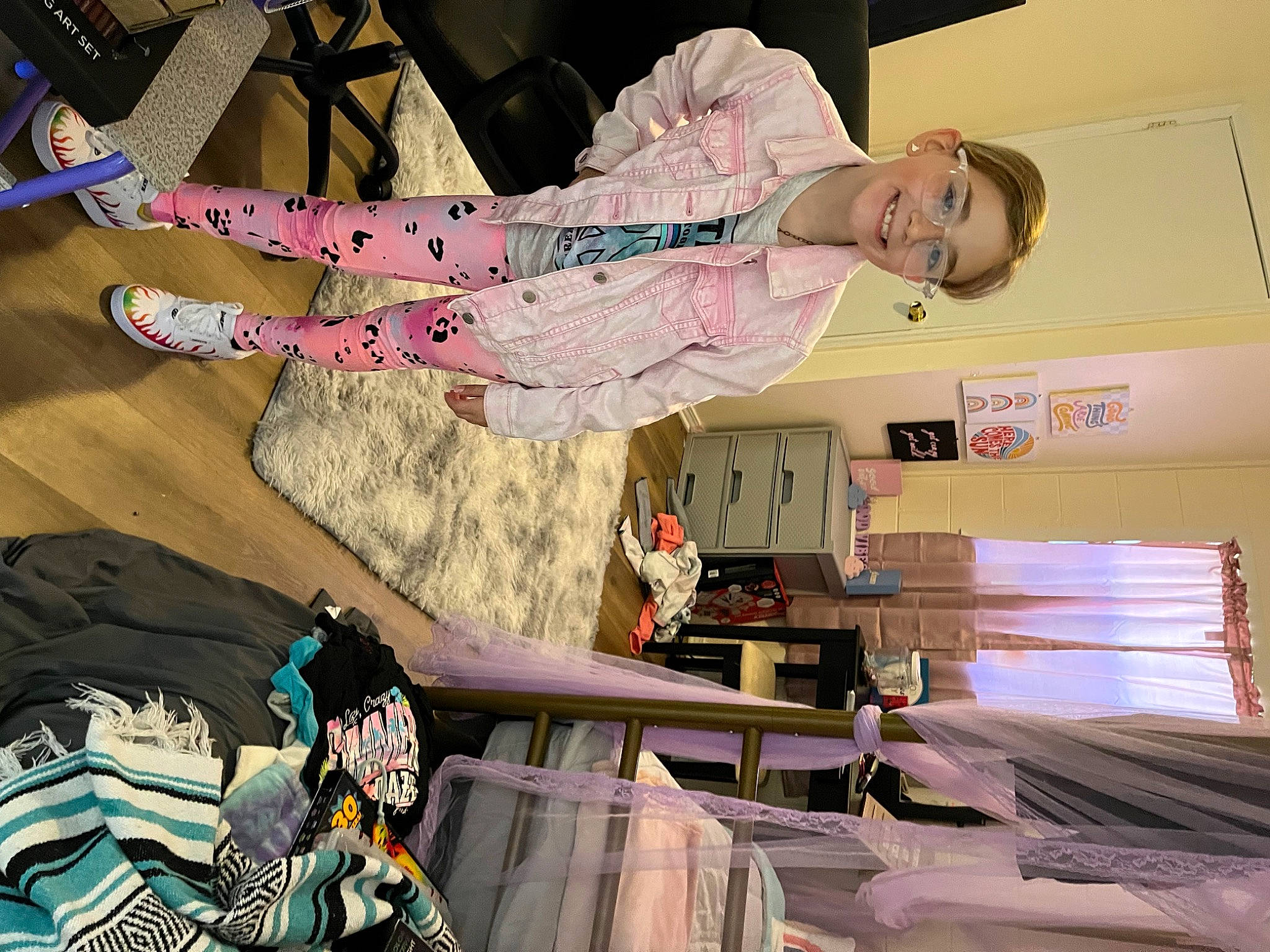 Emma is registered to the contest to win money with this photo: art, ceiling, event, fashion, fashion_design, fictional_character, font, fun, joy, magenta, pattern, person, photograph, pink, room, snapshot, visual_arts