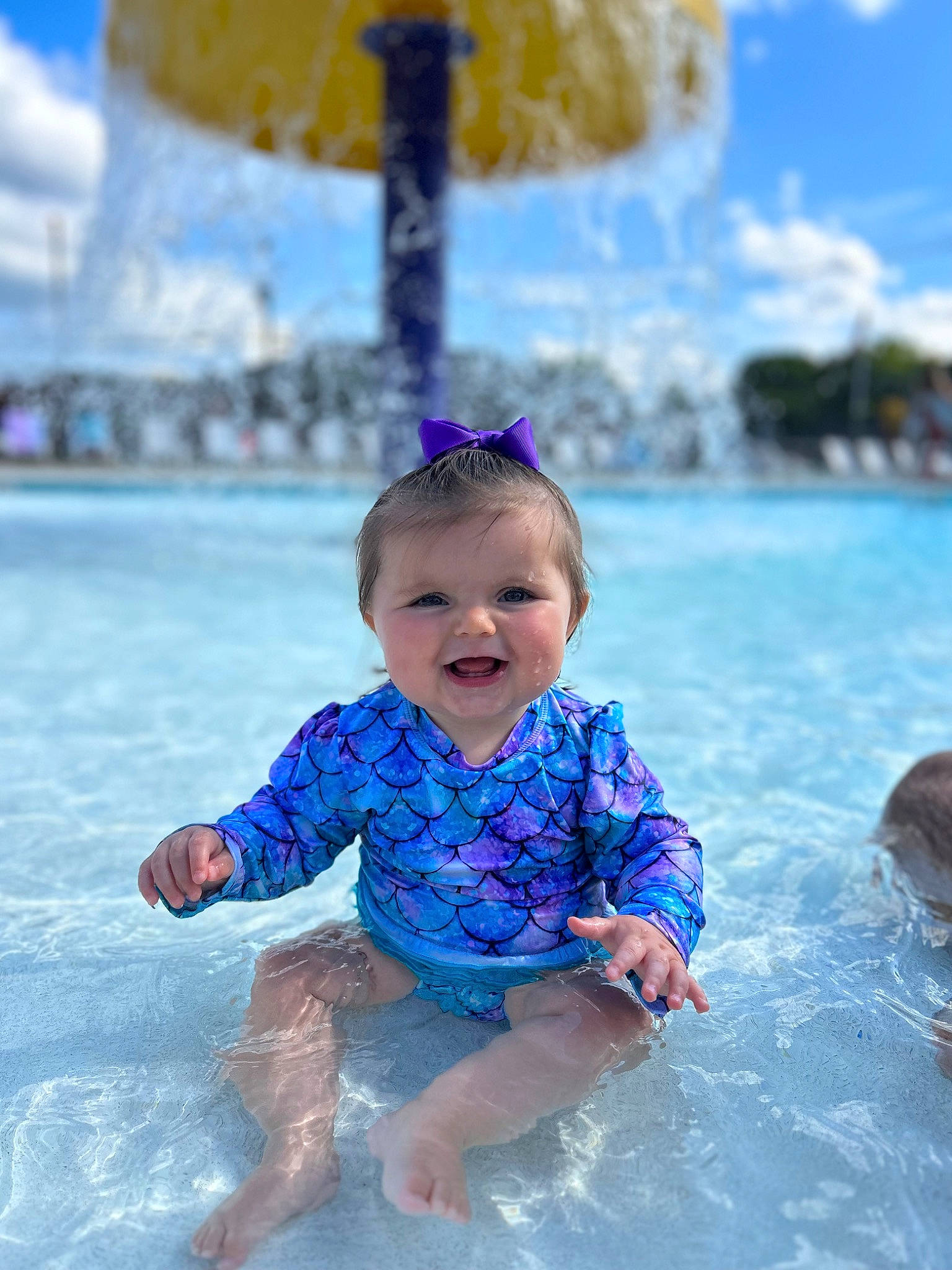 Everleigh joined the competition — help win amazing prizes! aqua, azure, baby, baby_toddler_clothing, barefoot, body_of_water, cloud, electric_blue, flash_photography, fun, happy, joy, leisure, person, recreation, sky, smile, summer, toddler, tourism