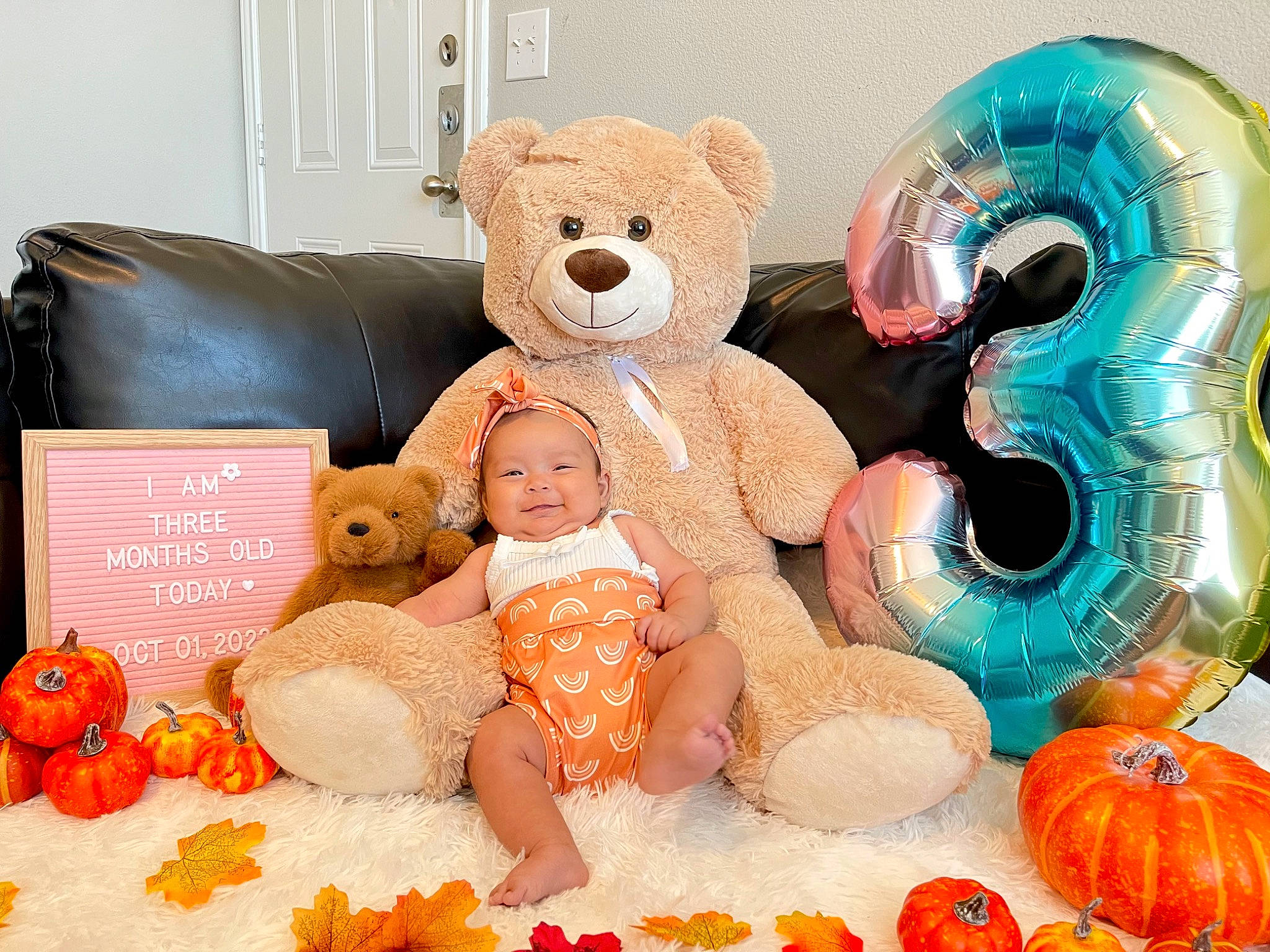 Charlotte joined the competition — help win amazing prizes! baby_toys, calabaza, child, comfort, cucurbita, event, gourd, happy, headwear, joy, natural_foods, orange, person, plush, pumpkin, room, smile, stuffed_toy, teddy_bear, toy