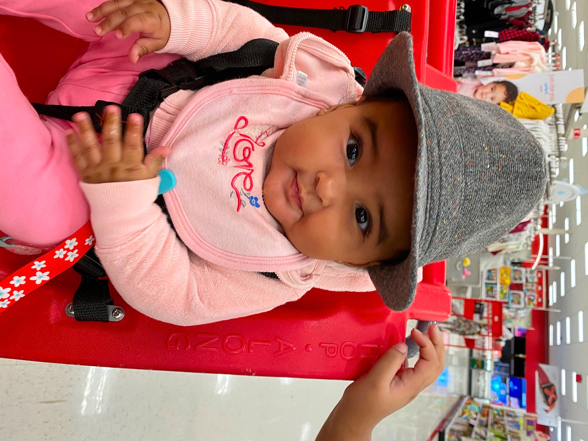 Avalyn joined the competition — help win amazing prizes! baby, baby_toddler_clothing, bonnet, bracelet, cheek, child, hat, headgear, headwear, human, nail, nose, person, pink, product, sun_hat, toddler, wrist