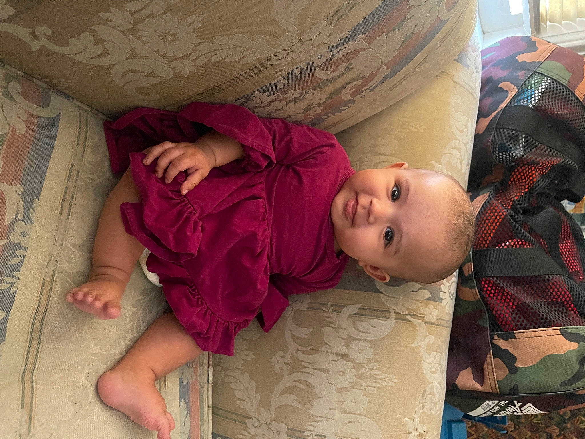 Ezmay joined the competition — help win amazing prizes! baby, baby_toddler_clothing, cheek, child, comfort, eye, finger, hand, head, human_body, iris, linens, mouth, pattern, person, pink, purple, room, skin, toddler