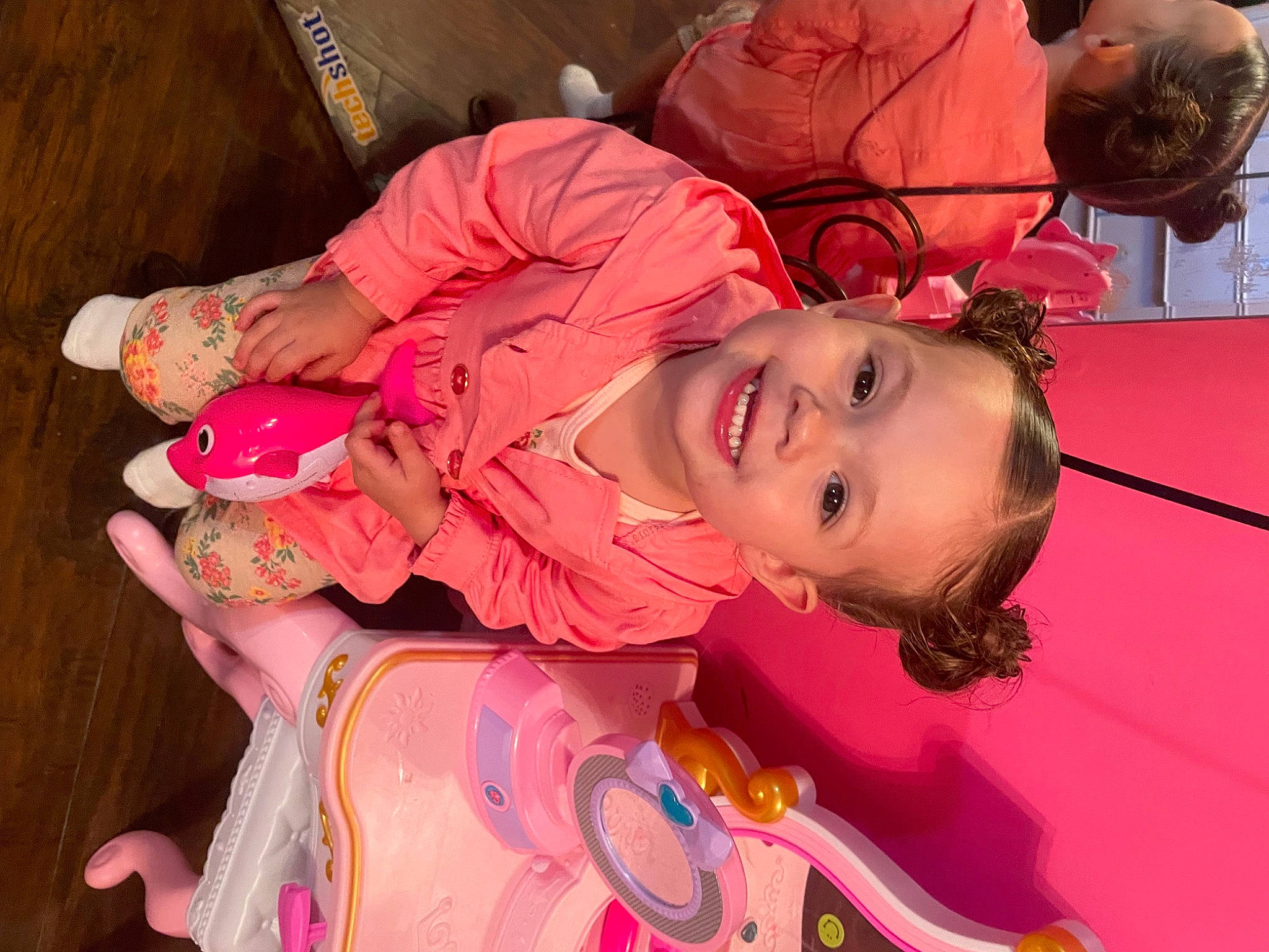 Amaryllis joined the competition — help win amazing prizes! baby, baby_products, baby_toddler_clothing, cheek, child, costume, entertainment, event, eyelash, fun, happy, joy, leisure, magenta, mouth, orange, peach, person, pink, skin