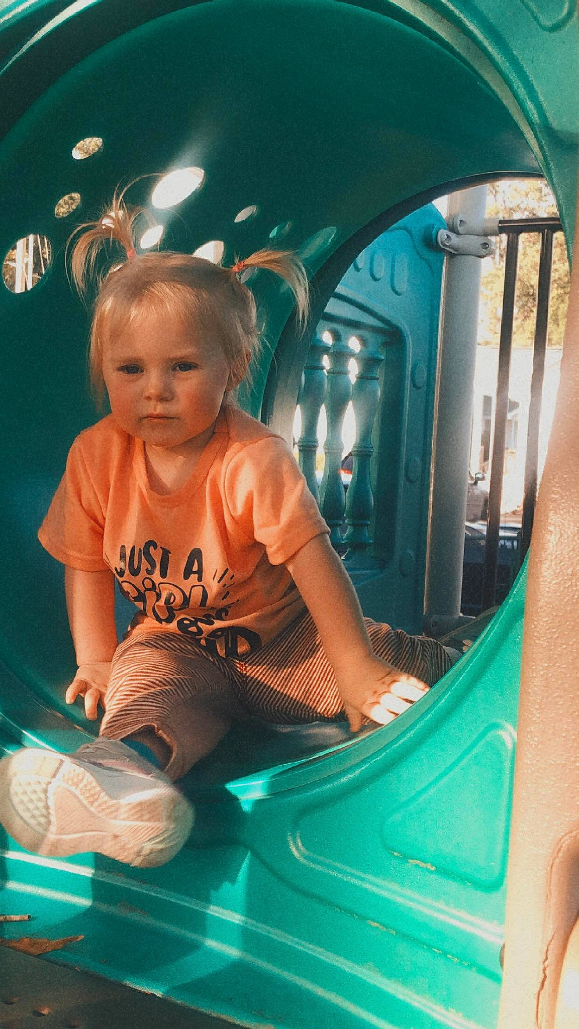 Carmen joined the competition — help win amazing prizes! child, chute, electric_blue, flash_photography, fun, glass, happy, leisure, outdoor_play_equipment, person, play, playground, playground_slide, recreation, room, sitting, t_shirt, toddler, vacation