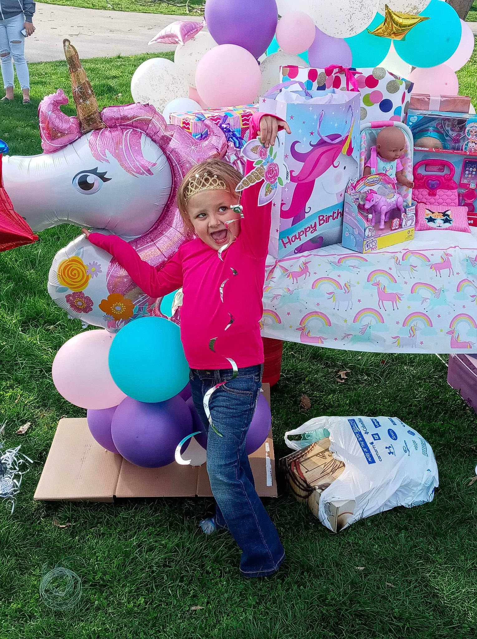 Mireya joined the competition — help win amazing prizes! balloon, child, event, fun, grass, green, happy, headwear, holiday, inflatable, leisure, magenta, party, party_supply, person, pink, plant, play, recreation, smile