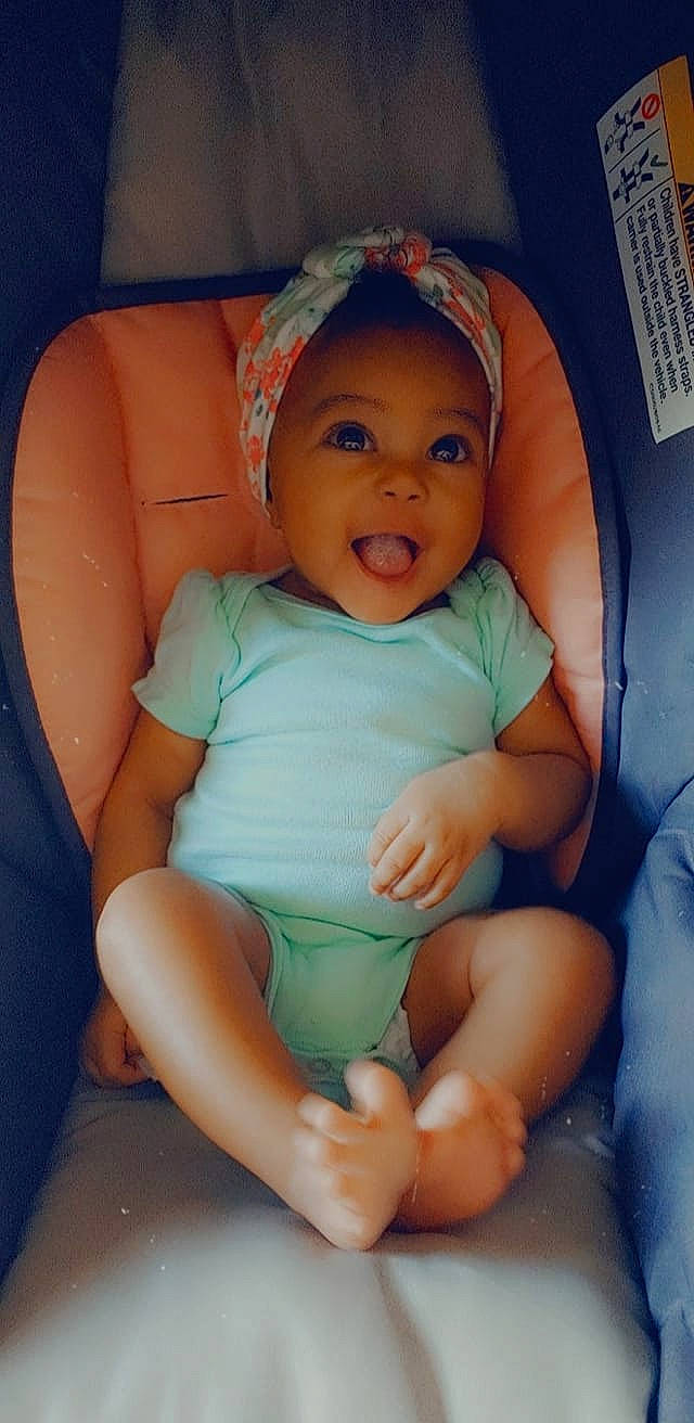 Kaydence joined the competition — help win amazing prizes! azure, baby, baby_toddler_clothing, cheek, comfort, eye, face, finger, happy, head, human_body, iris, knee, mouth, nose, person, skin, smile, thigh, thumb