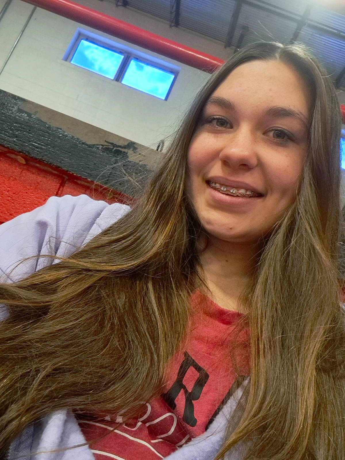 Kaylin is registered to the contest to win money with this photo: brown_hair, cheek, chin, cool, eyebrow, eyelash, forehead, fun, gesture, happy, iris, jaw, joy, layered_hair, lip, long_hair, mouth, nose, person, selfie