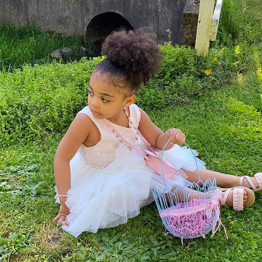 Sonora is registered to the contest to win money with this photo: backyard, basket, child, clothing, dress, face, female, girl, grass, head, lawn, nature, outdoors, park, person, photography, plant, portrait, purple, yard