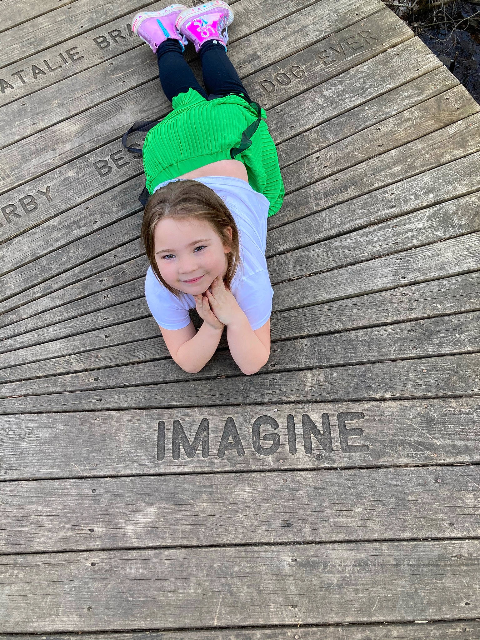 Charlee Sue joined the competition — help win amazing prizes! child, costume_hat, eyewear, fashion_accessory, flooring, fun, grass, happy, headband, joy, leaf, leisure, magenta, pattern, people_in_nature, person, plant, play, sitting, toddler