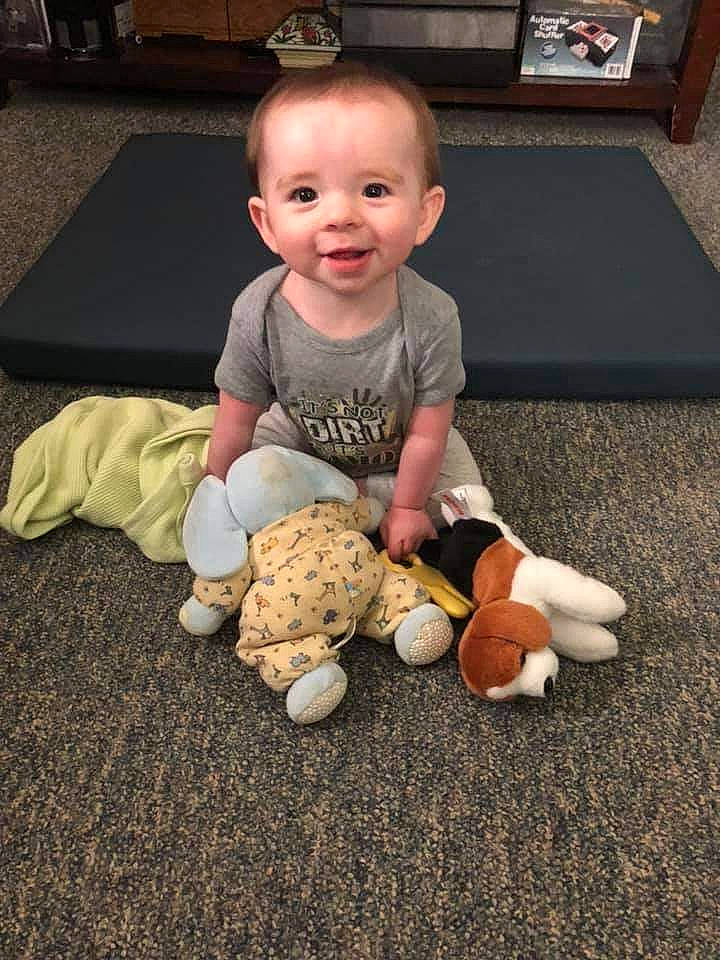 Cullen joined the competition — help win amazing prizes! baby, child, floor, flooring, joy, person, play, sitting, toddler