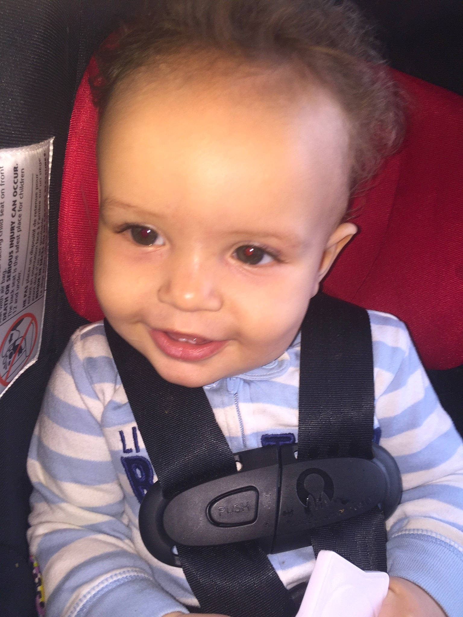 Royal joined the competition — help win amazing prizes! baby, baby_in_car_seat, black_hair, car_seat, cheek, child, ear, electronic_device, face, forehead, head, lip, person, product, seat_belt, skin, smile, toddler