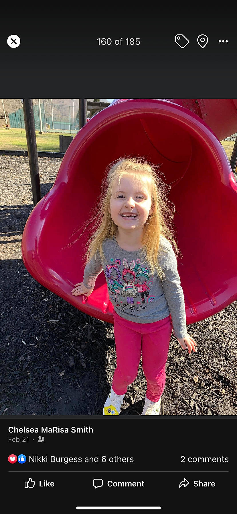 Brooklyn joined the competition — help win amazing prizes! blond, child, chute, city, electric_blue, fun, grass, happy, joy, leisure, magenta, outdoor_play_equipment, person, pink, plant, play, playground, playground_slide, purple, recreation