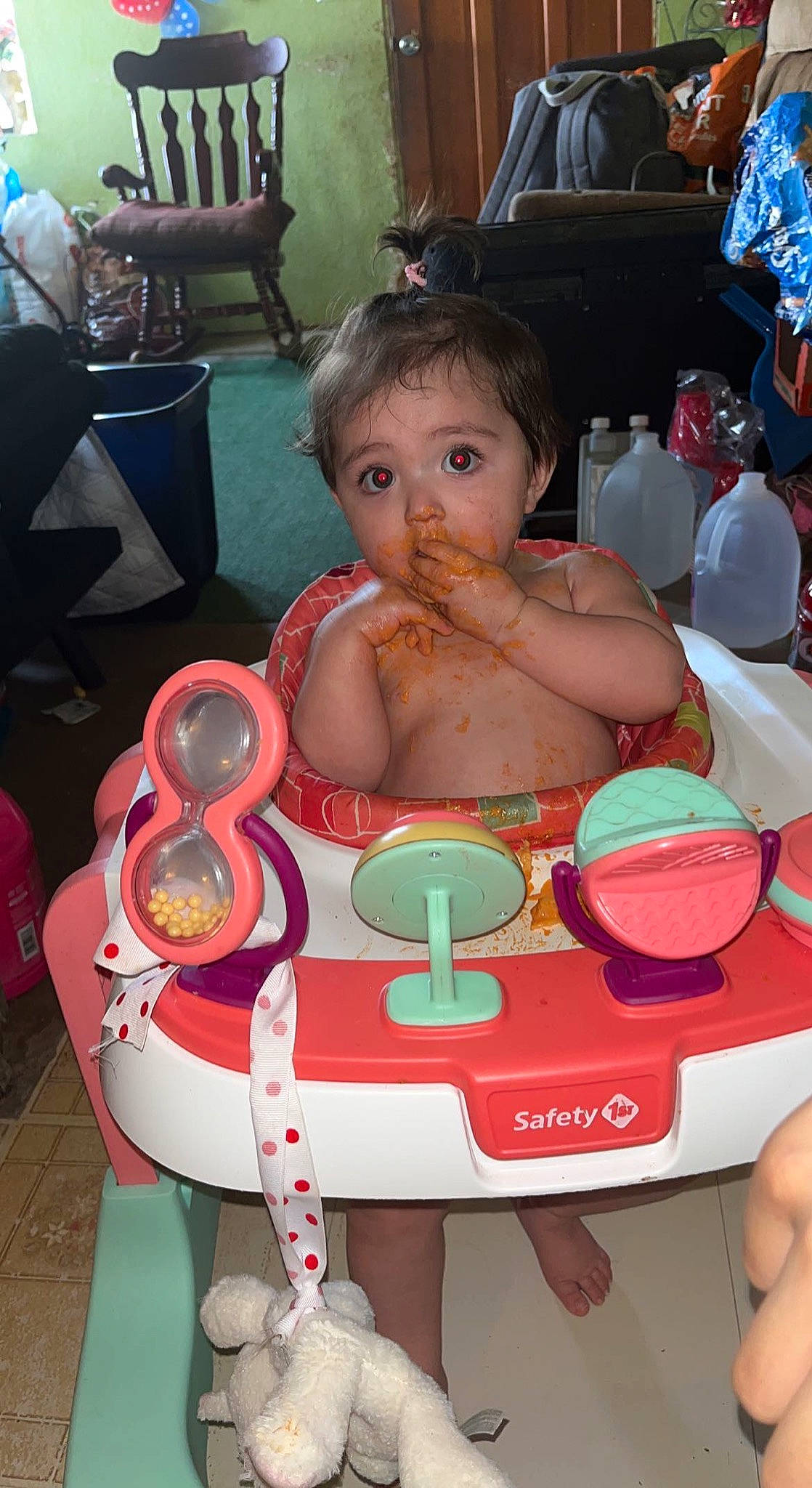 Aviana joined the competition — help win amazing prizes! baby, baby_products, carmine, chair, chest, child, event, facial_expression, fun, happy, leisure, mouth, person, pink, recreation, skin, surprise, thigh, toddler, toy