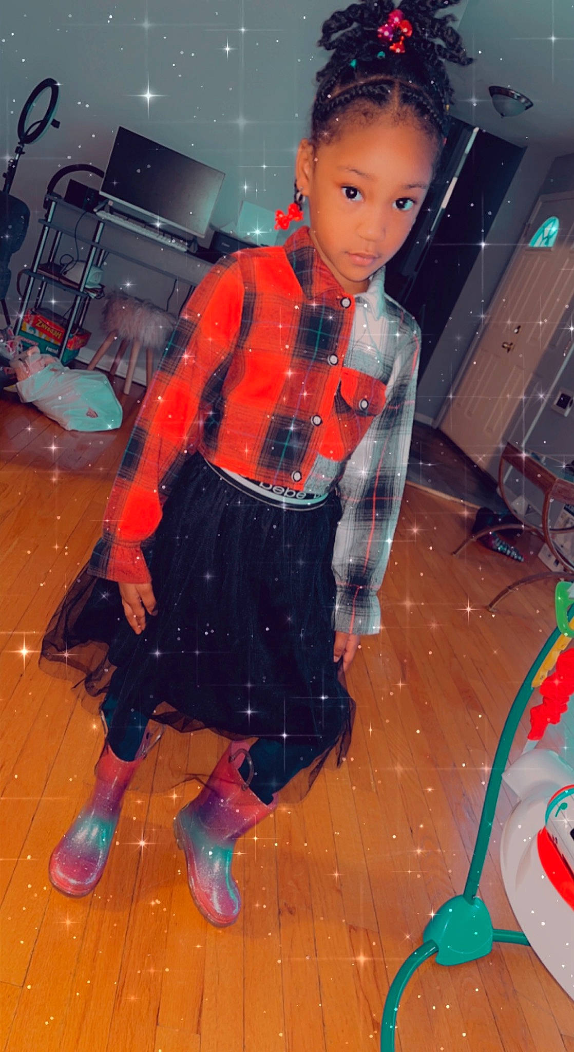 Kira is registered to the contest to win money with this photo: blazer, boot, child, cool, costume, denim, electric_blue, event, fashion_design, flooring, formal_wear, fun, pattern, person, plaid, sleeve, space, street_fashion, suit, tie