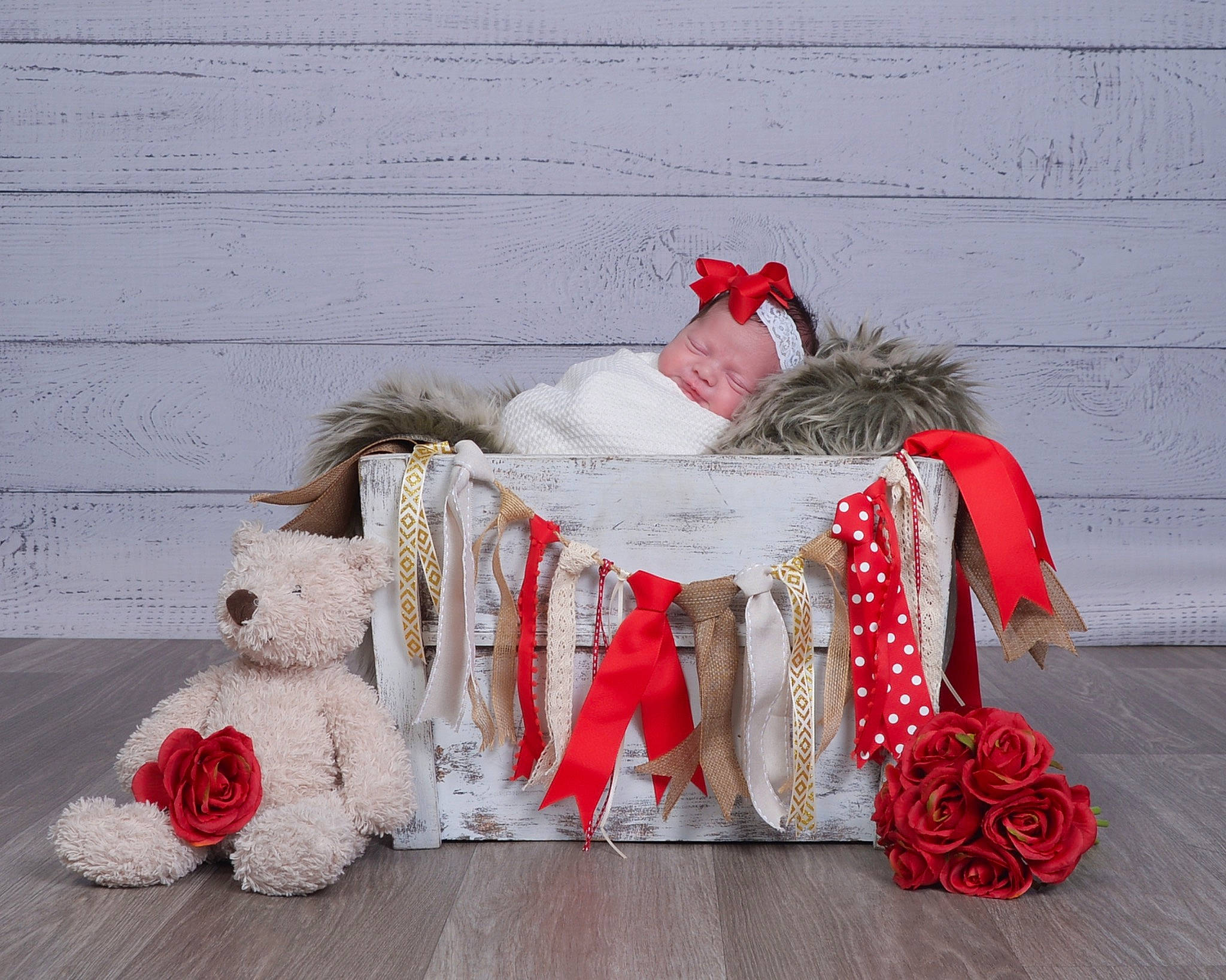 Reese joined the competition — help win amazing prizes! carmine, costume, costume_design, costume_hat, cut_flowers, entertainment, event, fashion_accessory, fashion_design, fictional_character, flooring, floral_design, flower_arranging, fur, grey, headwear, person, red, rose, santa_claus