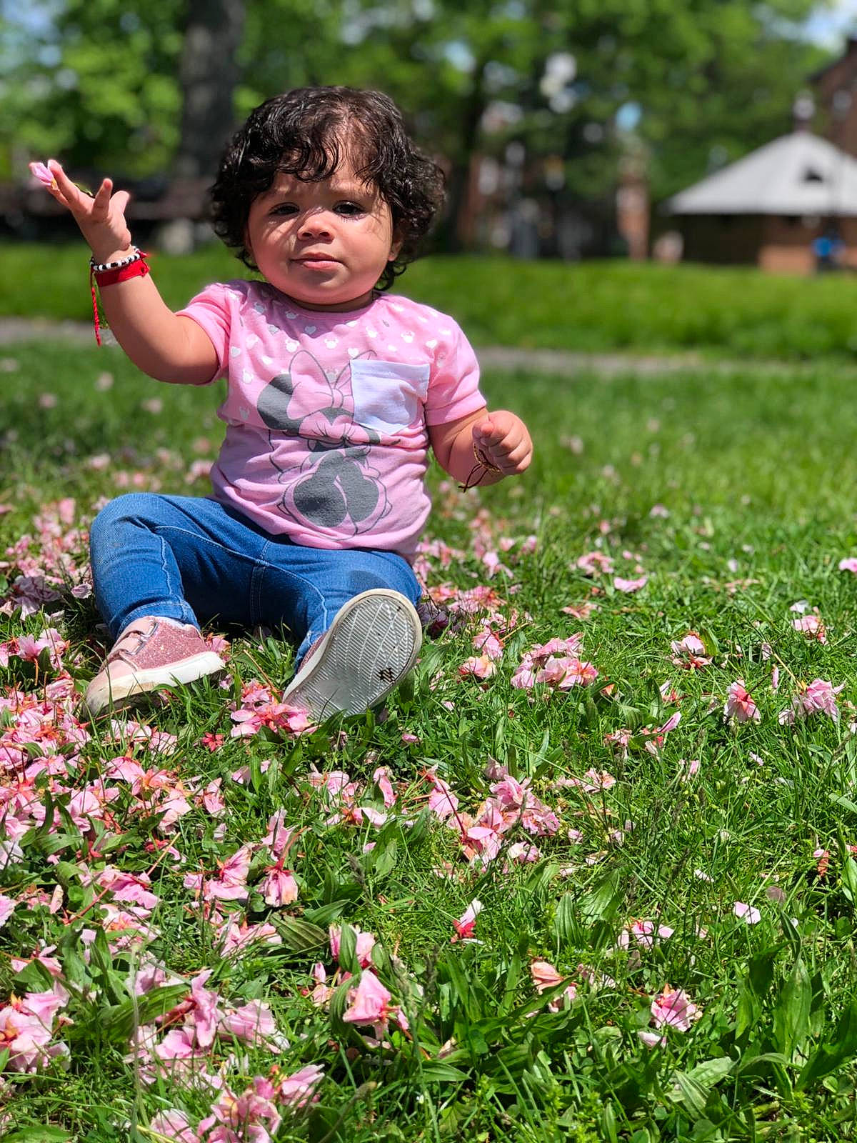 Martina is registered to the contest to win money with this photo: annual_plant, botany, child, flower, flowering_plant, fun, garden, grass, groundcover, happy, lawn, meadow, people, people_in_nature, person, petal, plant, play, spring, toddler