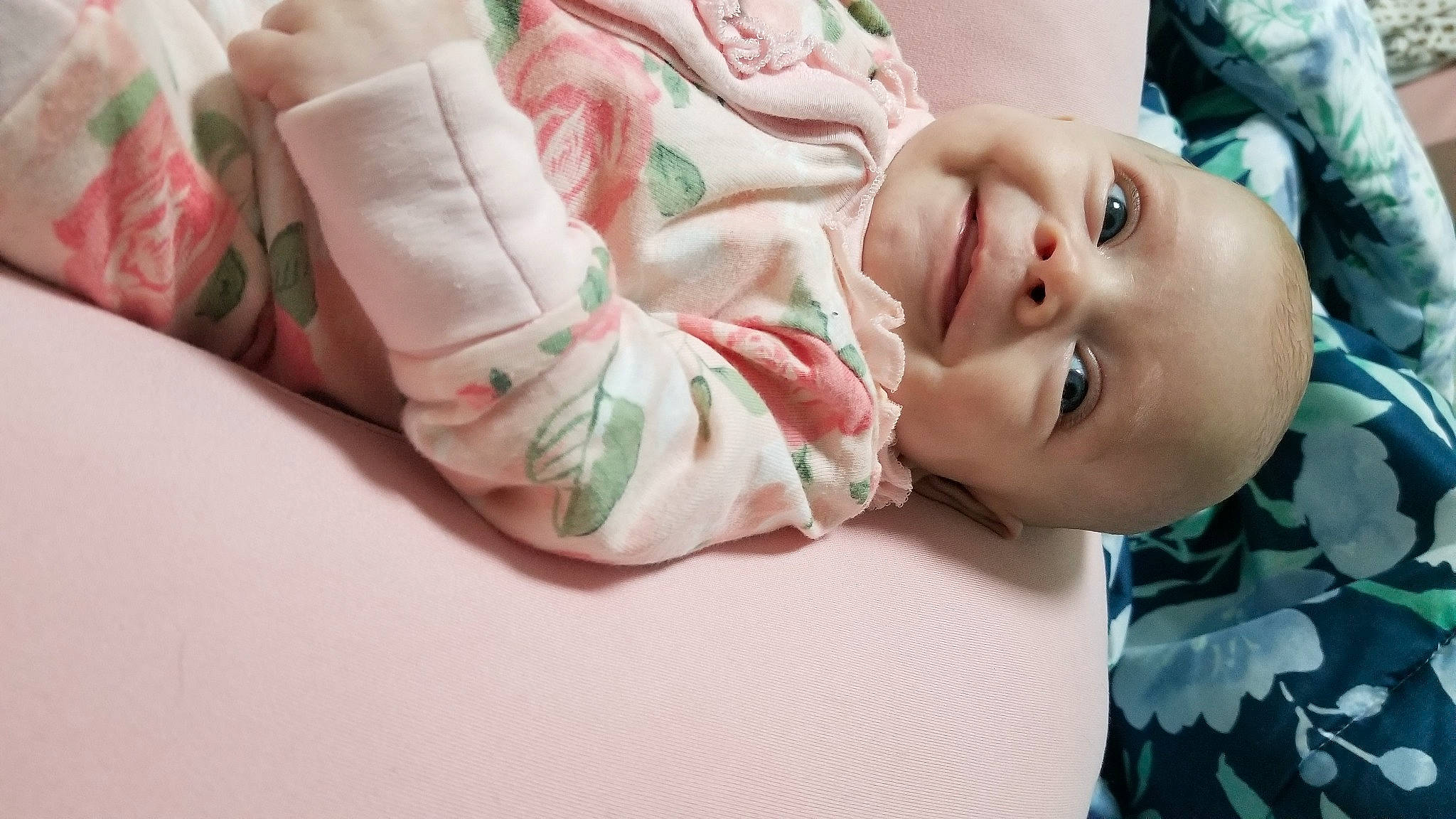 Adley joined the competition — help win amazing prizes! arm, baby, baby_sleeping, baby_toddler_clothing, cheek, comfort, dress, eye, eyelash, happy, hat, head, human_body, linens, lip, mouth, nose, person, skin, sleeve