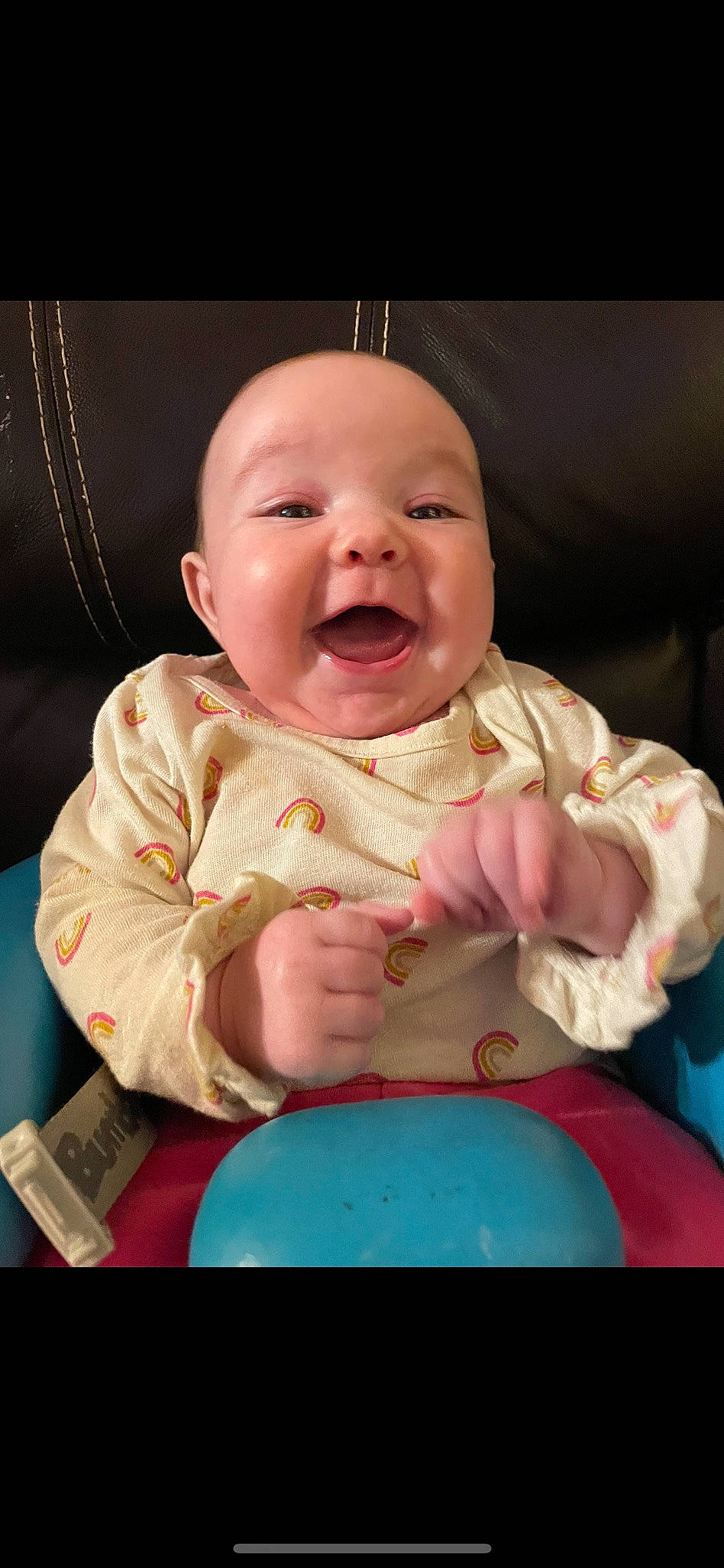 Oakleigh joined the competition — help win amazing prizes! baby, baby_products, baby_toddler_clothing, cheek, child, comfort, fun, gesture, happy, laugh, lip, mouth, peach, person, pink, sitting, skin, sleeve, smile, thumb