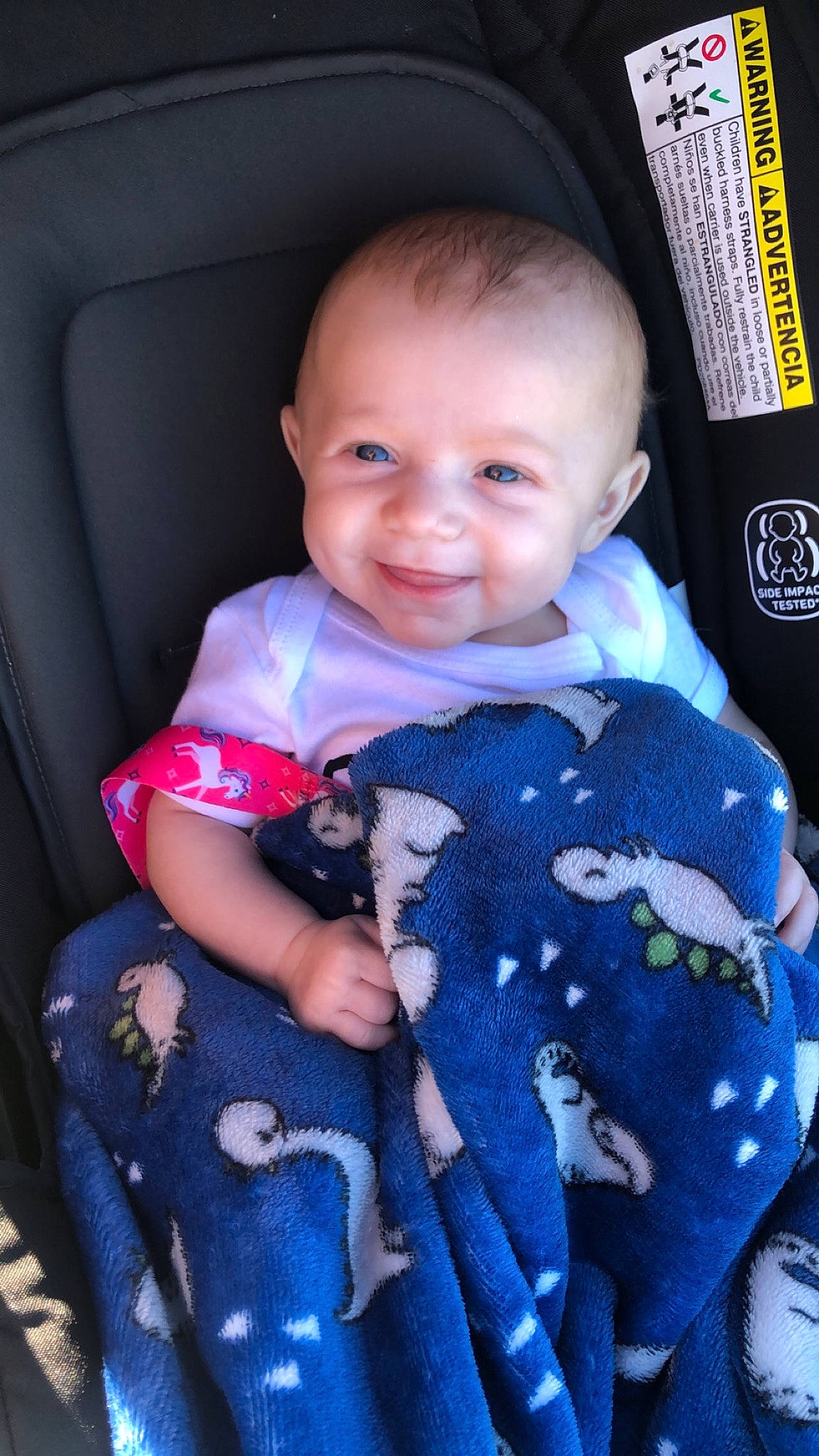 Zaylynn joined the competition — help win amazing prizes! baby, baby_carriage, baby_in_car_seat, baby_products, car_seat, cheek, child, eye, joy, person, product, sitting, skin, smile, toddler