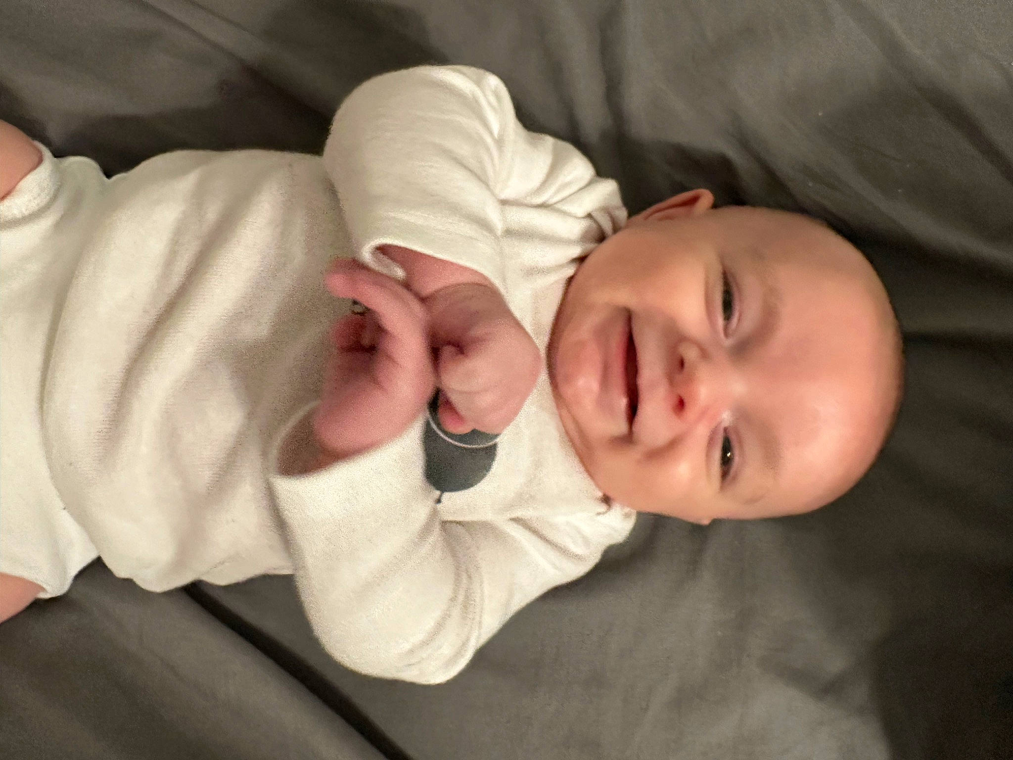 Bentley joined the competition — help win amazing prizes! baby, baby_toddler_clothing, cheek, child, comfort, flash_photography, gesture, nail, nose, person, portrait_photography, sleeve, smile, thumb, toddler, wood