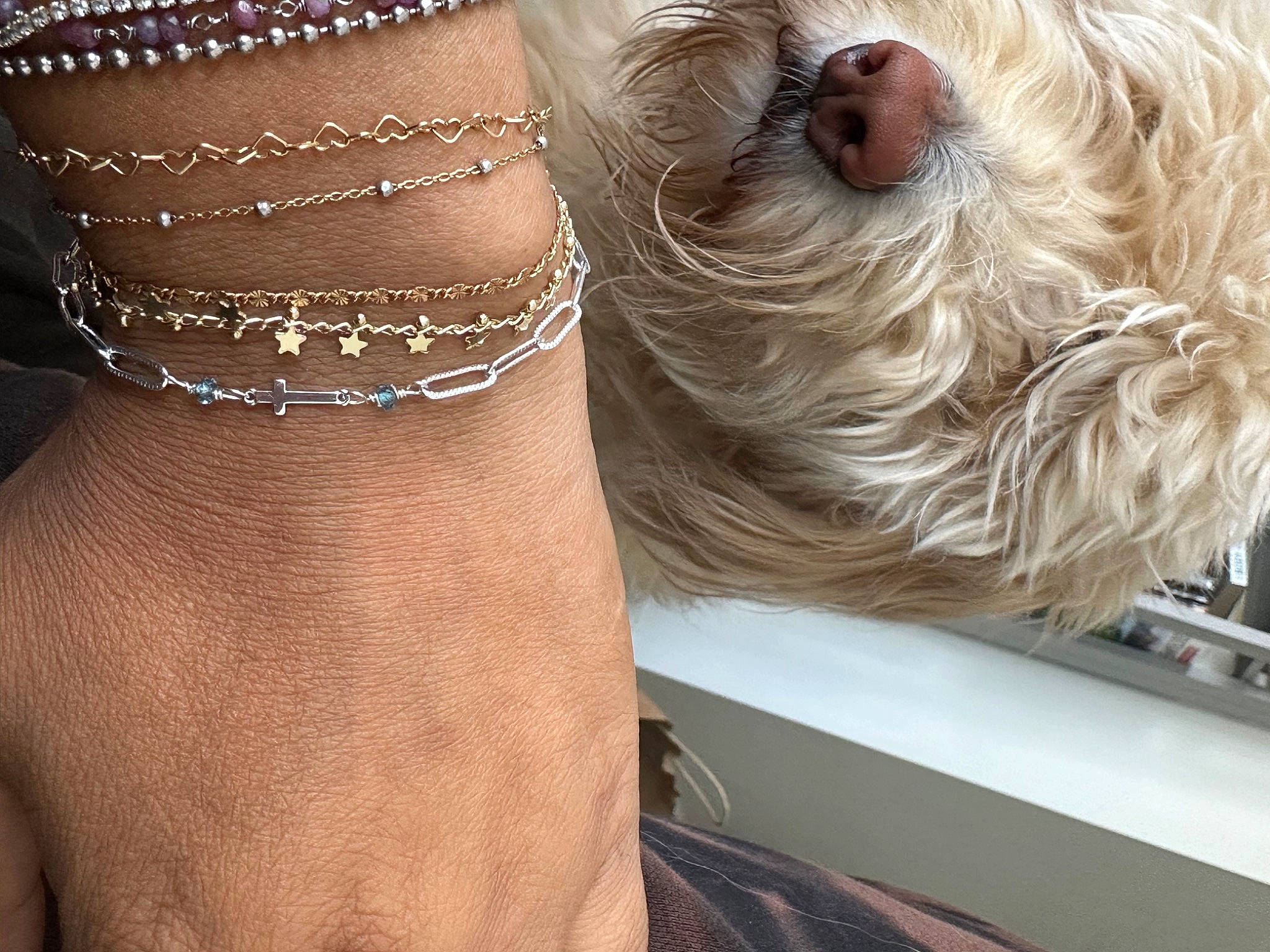 Henry is registered to the contest to win money with this photo: bangle, body_jewelry, carnivore, companion_dog, dog, dog_breed, dress, electric_blue, eyewear, fashion_design, gesture, goggles, human_leg, jewellery, liver, pattern, sleeve, sunglasses, waist, wrist