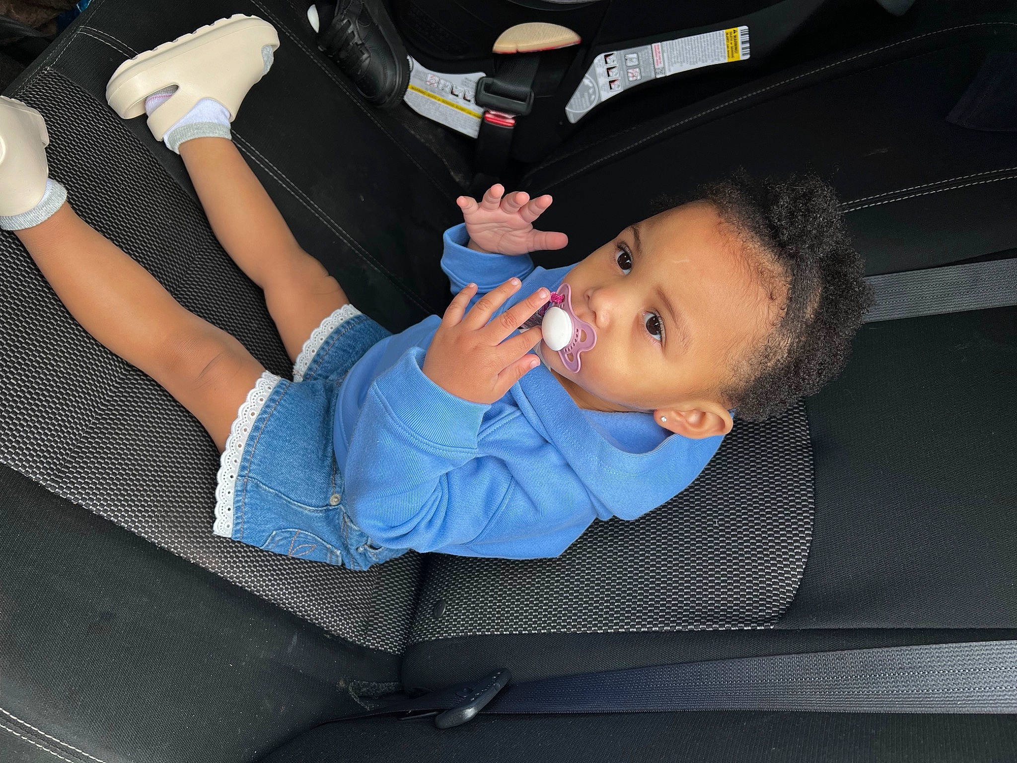Kimani joined the competition — help win amazing prizes! auto_part, automotive_design, baby, baby_in_car_seat, car_seat, car_seat_cover, child, comfort, electric_blue, health_care, human_leg, knee, leg, luxury_vehicle, person, seat_belt, service, steering_wheel, thigh, toddler