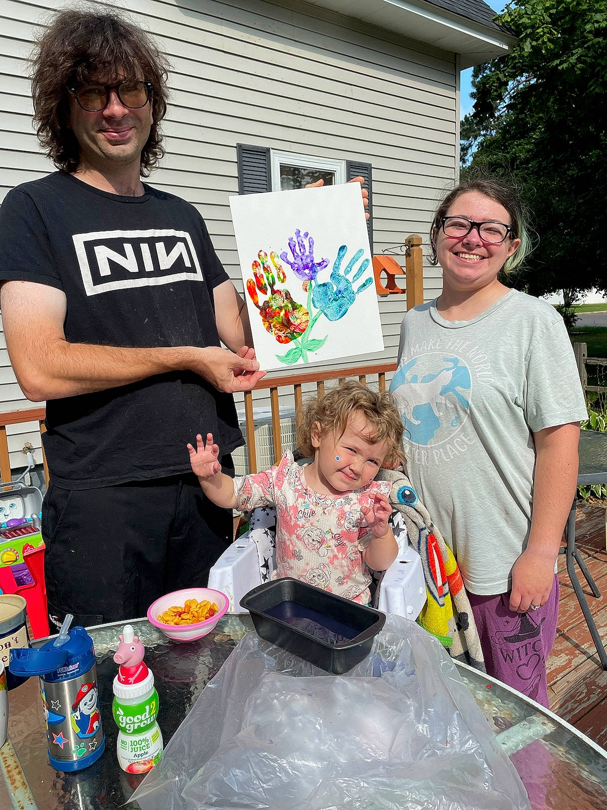 Faye is registered to the contest to win money with this photo: child, community, cooking, event, fun, happy, joy, leisure, people, person, pink, plant, recreation, sharing, shorts, smile, summer, t_shirt, toddler, tree