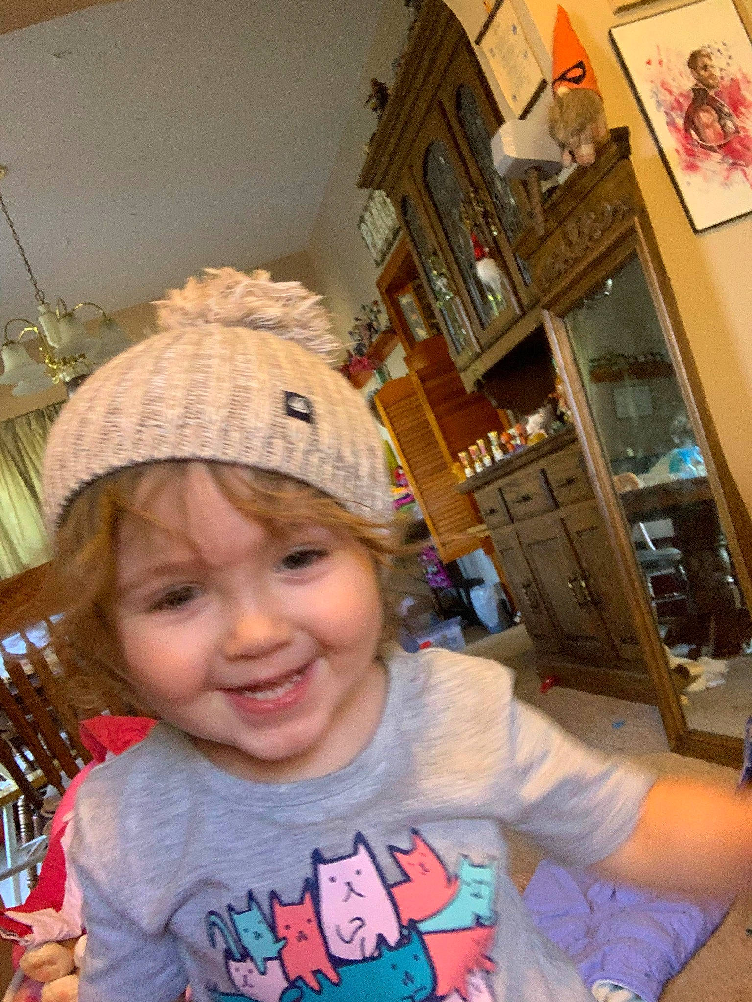 Faye joined the competition — help win amazing prizes! beanie, cap, chair, cheek, child, eye, fashion_accessory, fun, happy, headwear, helmet, iris, joy, knit_cap, mouth, nose, person, picture_frame, skin, smile