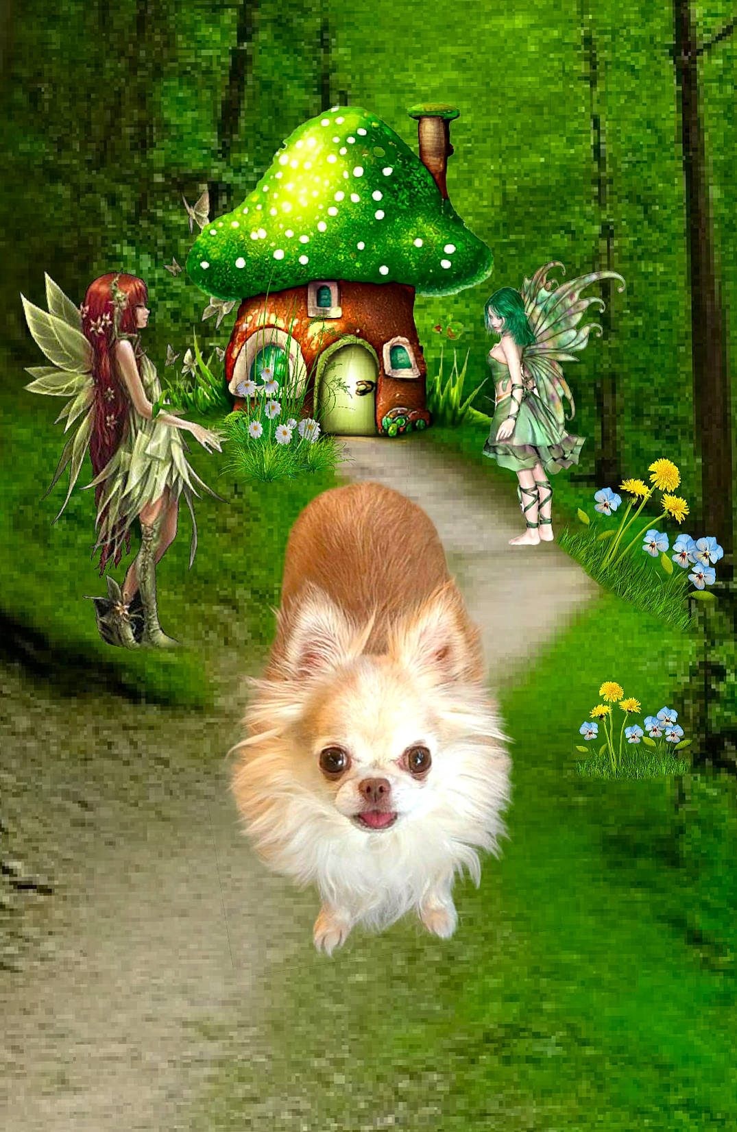 Kitty is registered to the contest to win money with this photo: canidae, carnivore, companion_dog, dog, dog_breed, fawn, flower, fur, german_spitz, grass, people_in_nature, plant, snout, spitz, sporting_group, terrestrial_plant, toy_dog, tree, whiskers, working_animal