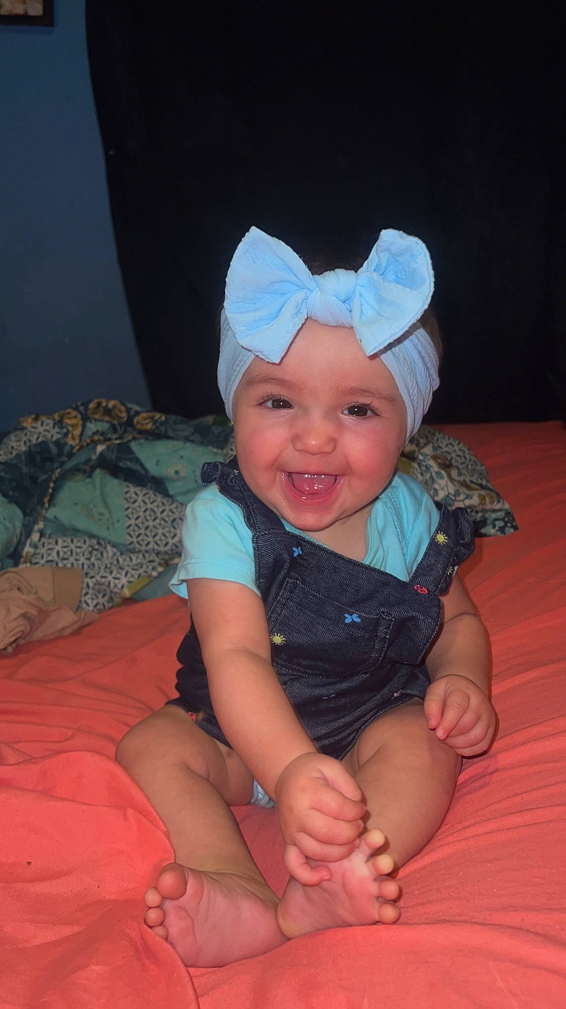 Oaklee joined the competition — help win amazing prizes! baby, baby_toddler_clothing, child, comfort, costume_hat, eye, face, fashion_accessory, flash_photography, foot, fun, happy, head, headgear, headwear, person, pink, sitting, smile, thumb