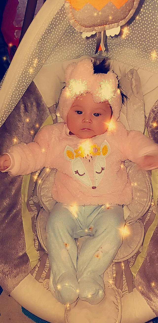 Kat'Lynne is registered to the contest to win money with this photo: angel, chest, child, doll, dress, event, fashion_accessory, happy, headband, headgear, headpiece, headwear, iris, jewellery, ornament, peach, person, pink, sitting, toy