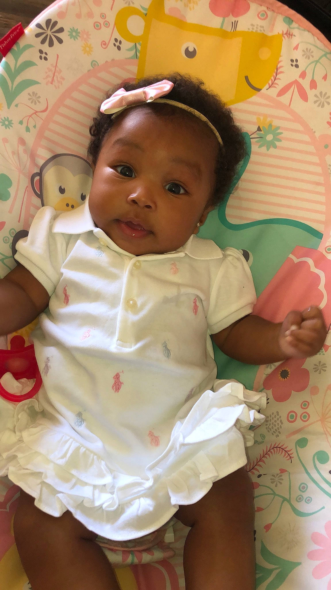 Aria is registered to the contest to win money with this photo: baby, baby_toddler_clothing, cheek, child, doll, person, pink, skin, smile, toddler, toy