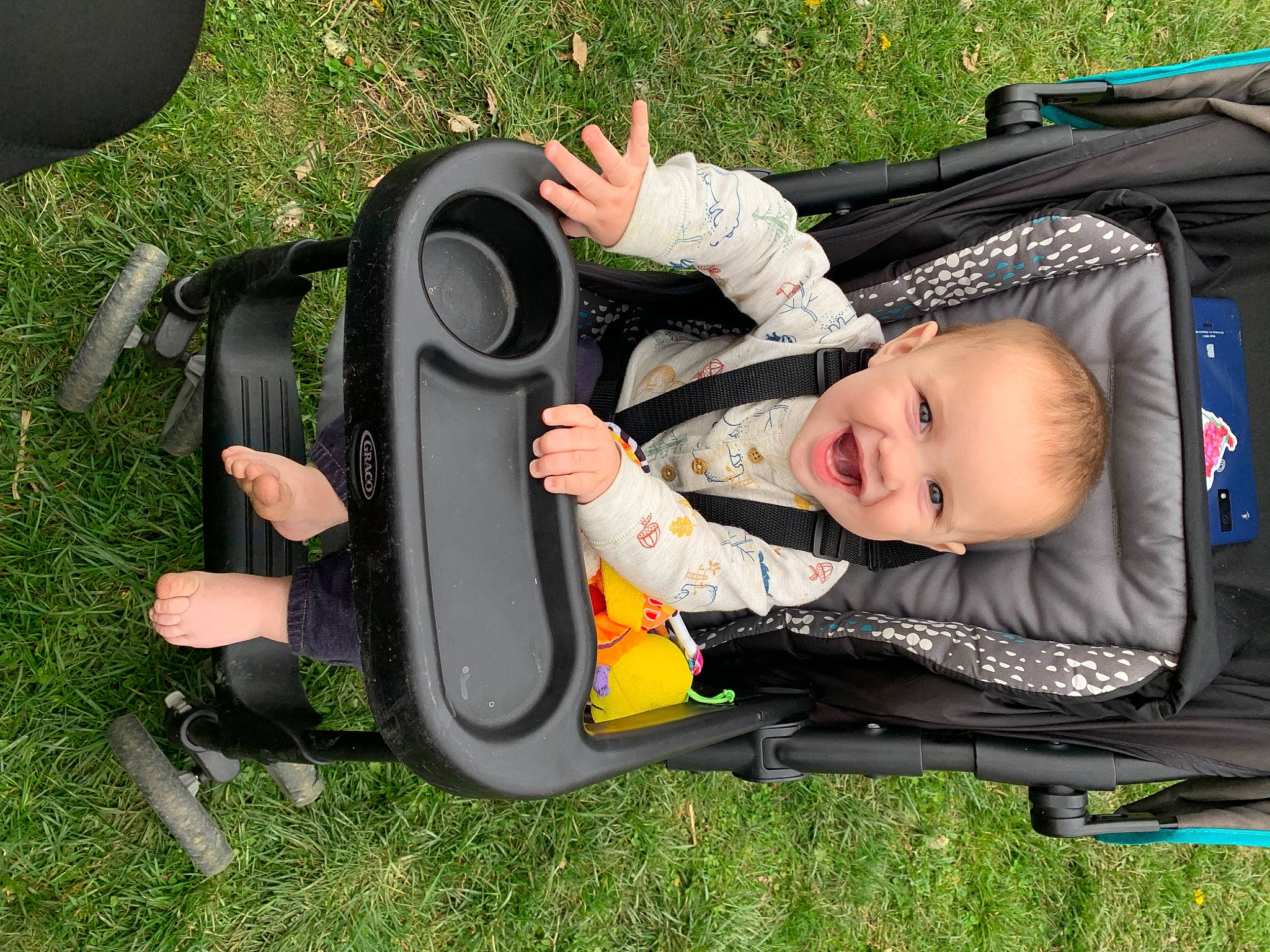 Hunter joined the competition — help win amazing prizes! auto_part, baby, baby_carriage, baby_products, baby_safety, baby_toddler_clothing, child, comfort, fun, grass, green, joy, leisure, person, personal_protective_equipment, plant, recreation, sitting, smile, tire