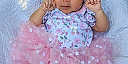 Annabel is registered to the contest to win money with this photo: baby, infant, pink, tutu, headband, flower, blanket, quilt, cute, clothing, polka_dot, onesie, feet, hands, portrait, outdoor, child, smile, face, newborn