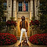 Ramses joined the competition — help win amazing prizes! building, dog, door, fashion, flower, golden_door, leash, man, nature, outdoor, pillar, plant, portrait, red_flower, sidewalk, statue, street, sunglasses, urban, window