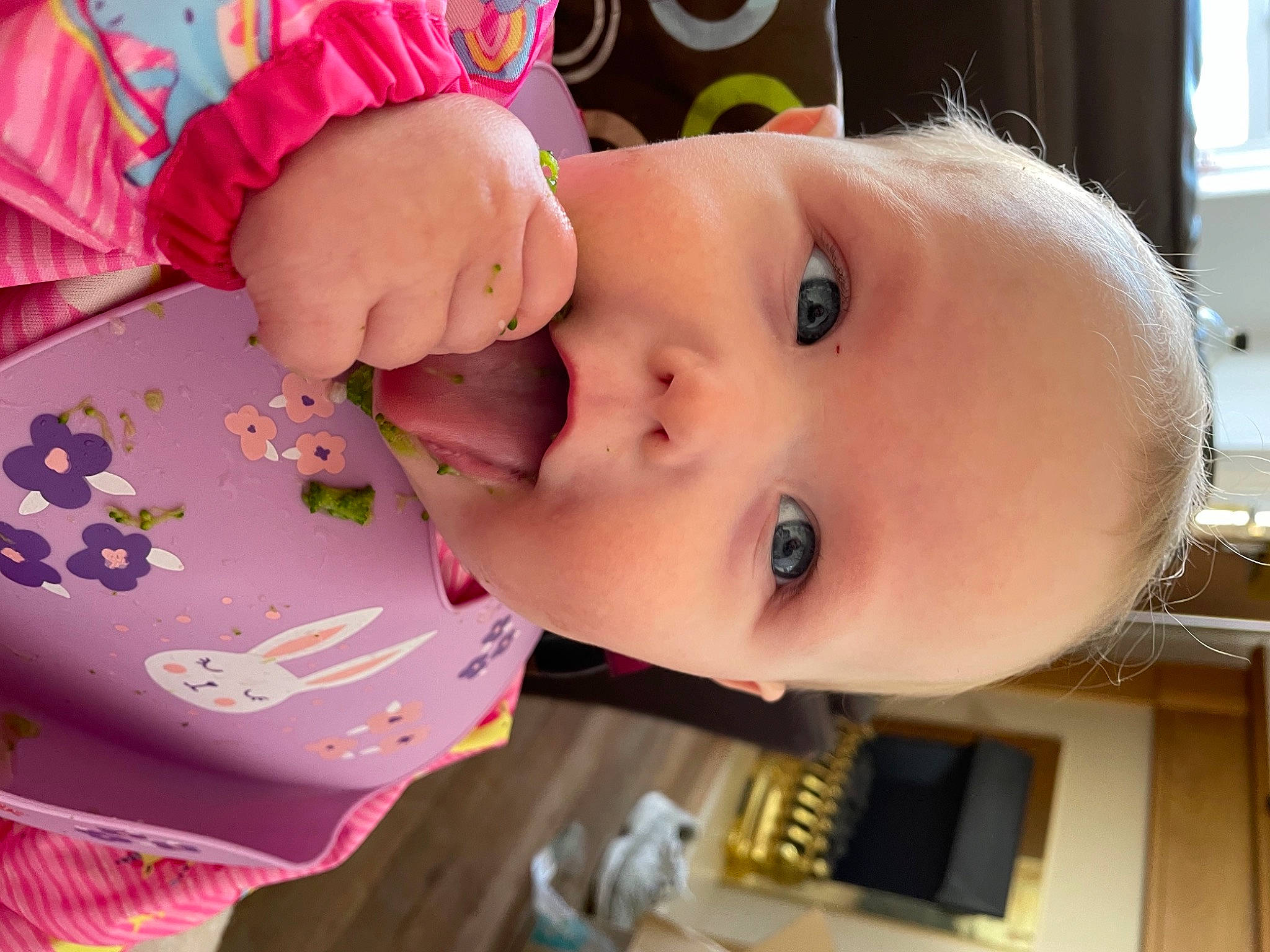 Saskia joined the competition — help win amazing prizes! baby, baby_toddler_clothing, cheek, child, chin, eye, eyebrow, eyelash, face, happy, head, lip, nose, pattern, person, pink, skin, sleeve, throat, toddler