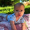 baby, baby_boy, blanket, child, clothing, crawling, curious, daylight, expression, face, grass, greenery, infant, nature, outdoor, portrait, quilt, summer, sunlight, young_child