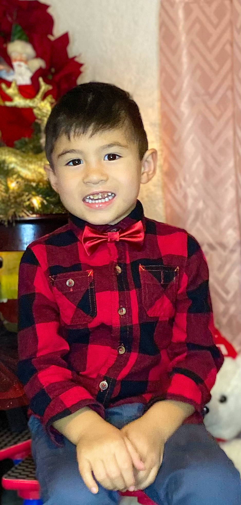 Isiah joined the competition — help win amazing prizes! baby_toddler_clothing, beauty, cheek, child, collar, dress_shirt, eye, face, facial_expression, happy, head, human, outerwear, person, plaid, skin, sleeve, smile, standing, tartan