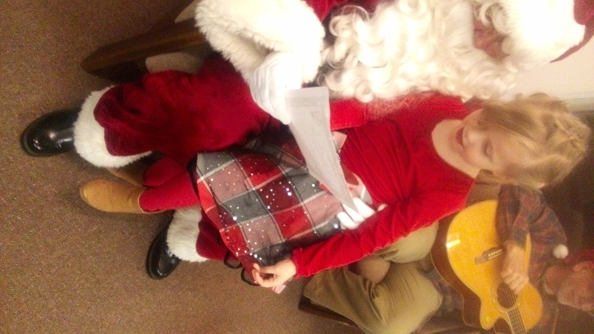 Kierah joined the competition — help win amazing prizes! carmine, child, christmas, christmas_eve, comfort, event, fictional_character, fun, fur, fur_clothing, happy, holiday, lap, pattern, person, plaid, santa_claus, smile, sock, tartan