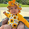 Sabrina joined the competition — help win amazing prizes! baby, can, cheerful, child, closeup, cute, greenery, happy, infant, nature, outdoor, playful, portrait, seat, smiling, summer, sunflower_pattern, sunhat, sunshine, yellow_clothing