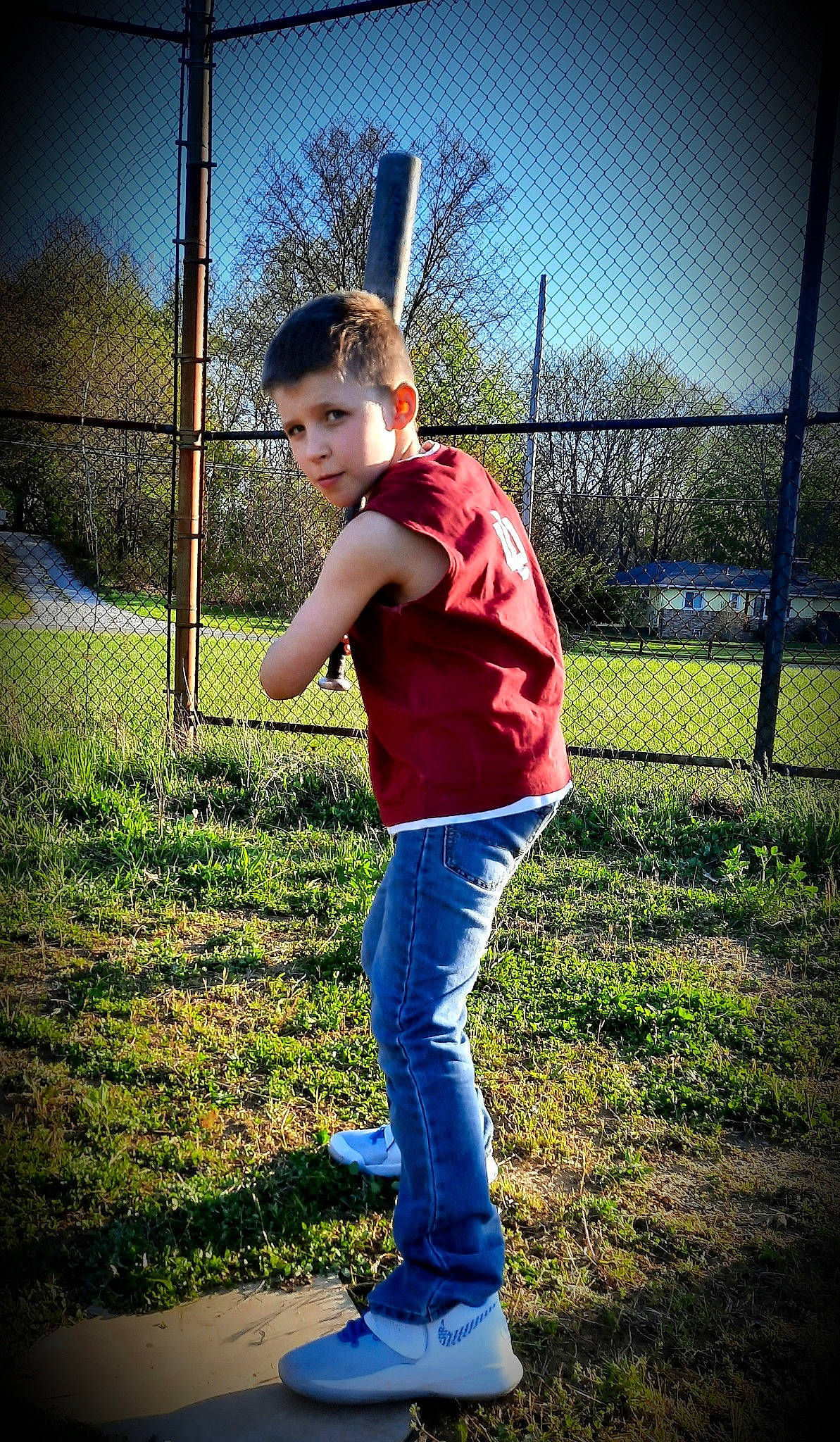 Antonio joined the competition — help win amazing prizes! child, cool, denim, fun, grass, happy, jeans, person, photography, smile, standing