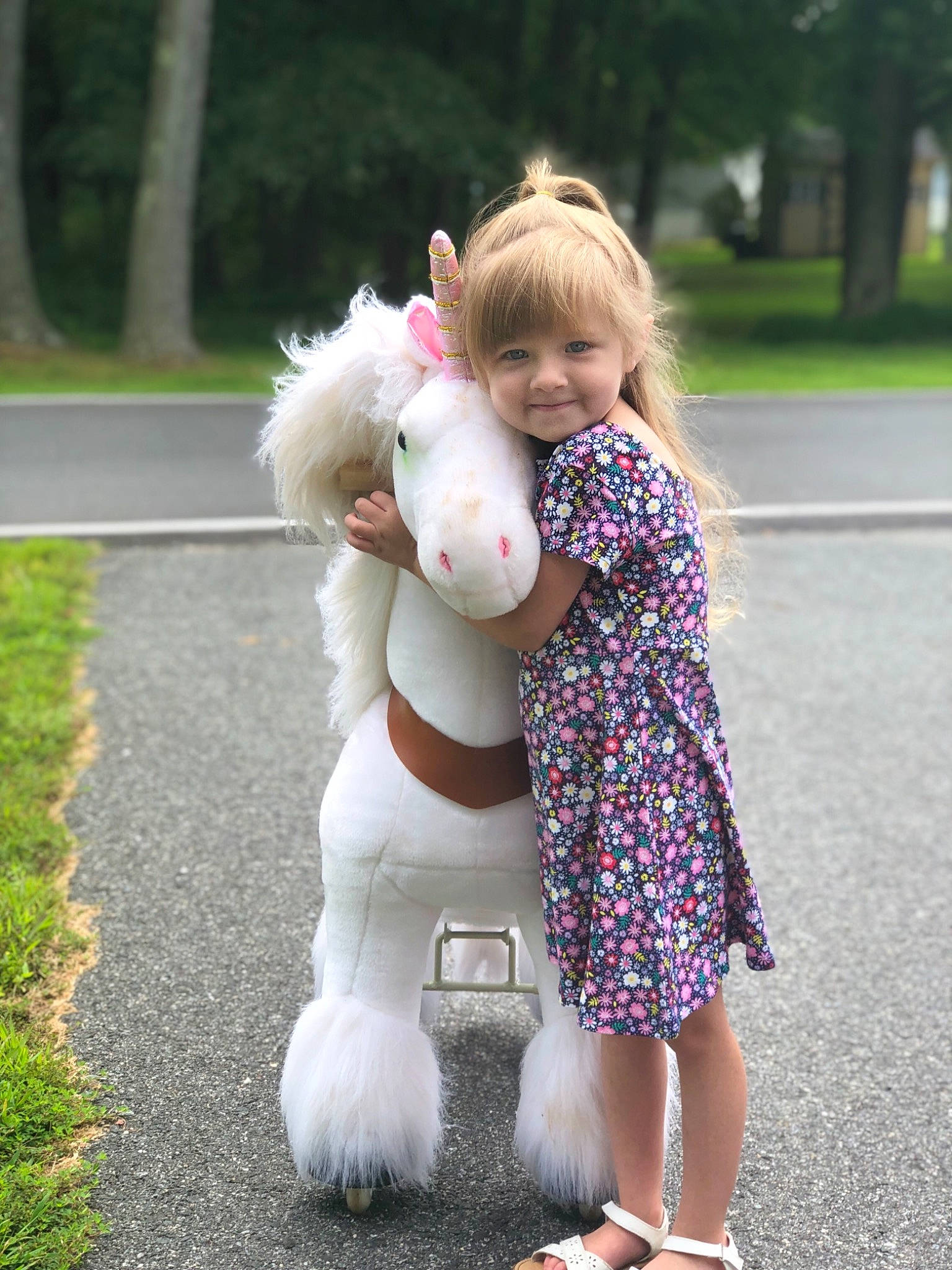 Macie joined the competition — help win amazing prizes! canidae, child, companion_dog, happy, interaction, joy, person, pink, play, smile, toddler