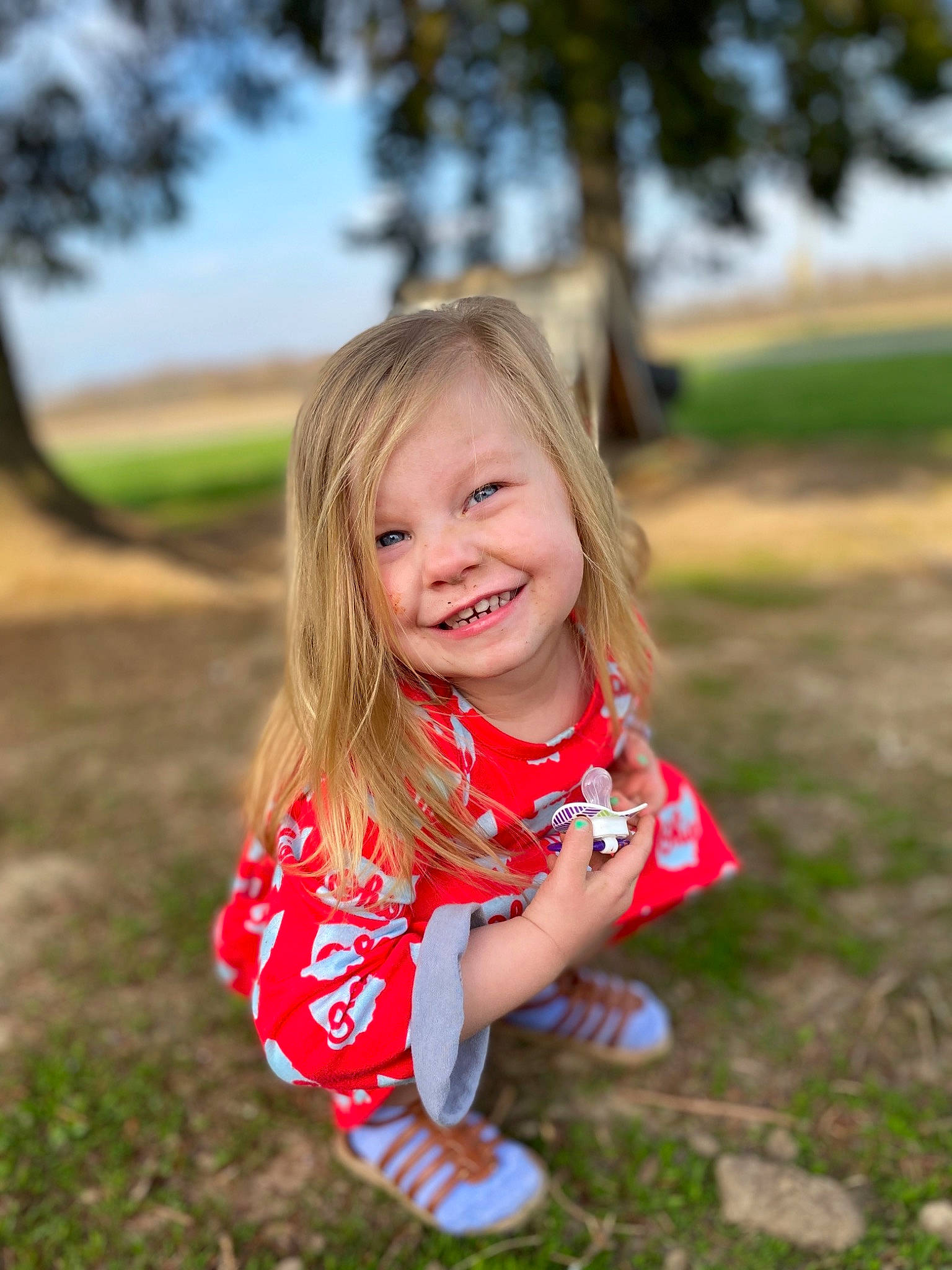 Meredith joined the competition — help win amazing prizes! beauty, child, eye, face, facial_expression, fun, grass, happy, head, joy, laugh, people, person, photography, play, red, skin, smile, summer, toddler